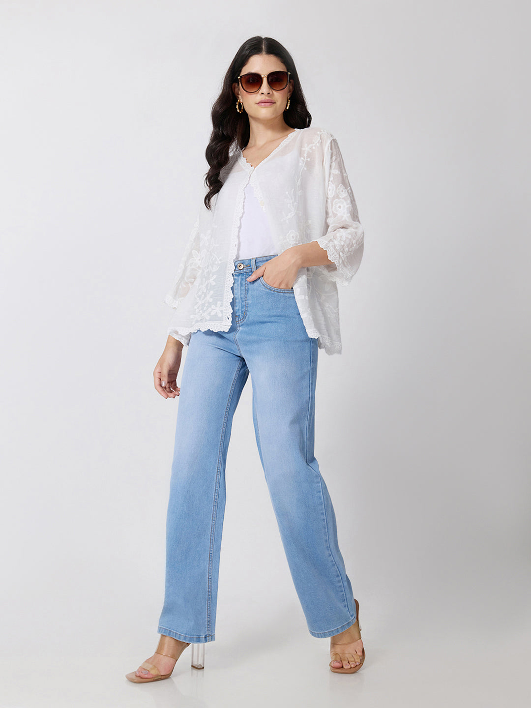 Women’s Blue High Rise Striaght Leg Jeans