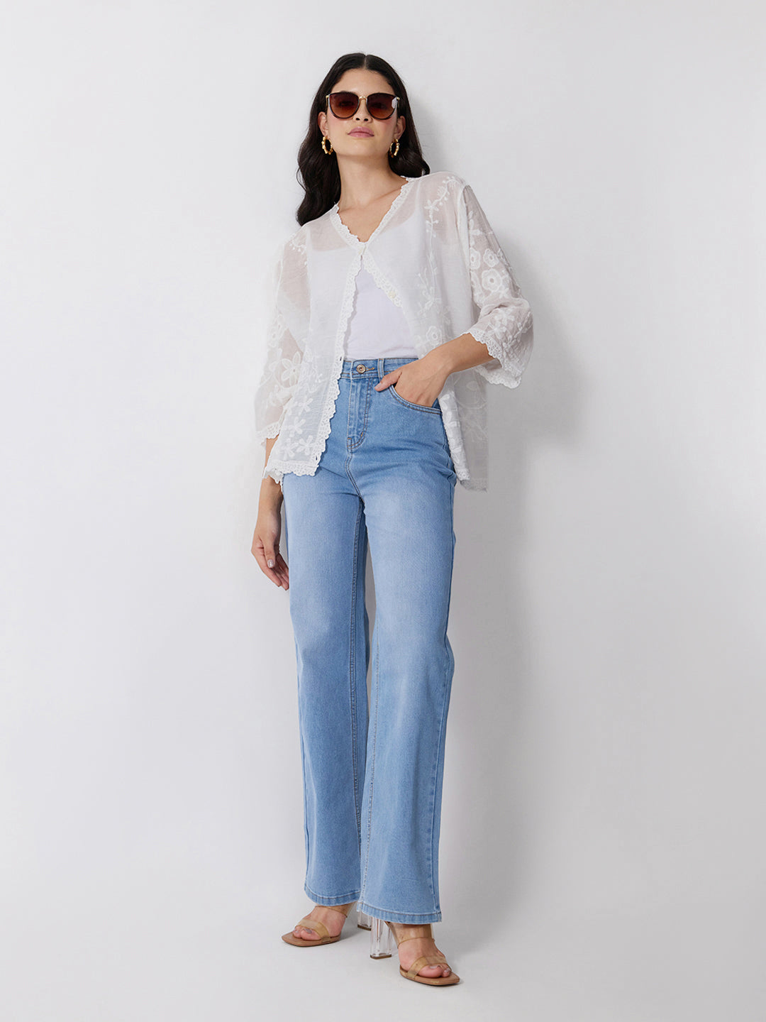 Women’s Blue High Rise Striaght Leg Jeans
