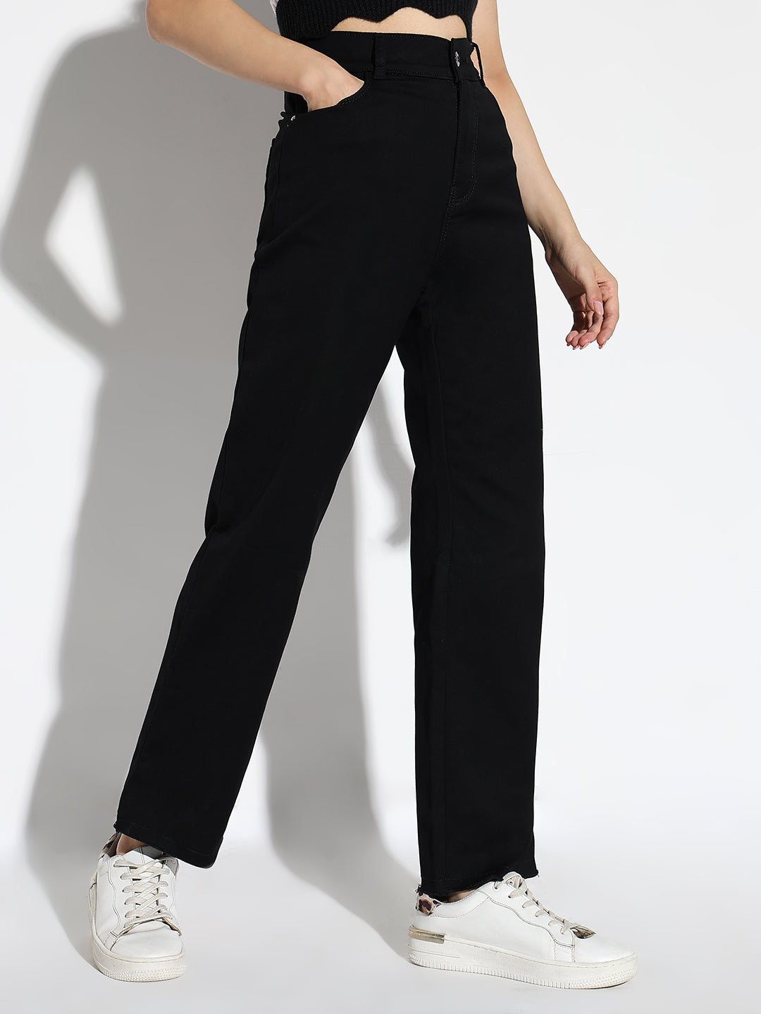 Women Black Straight Fit Jeans