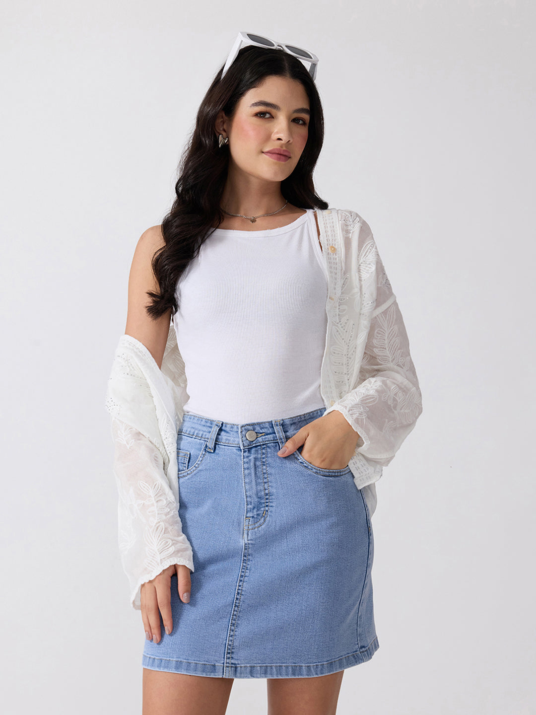 Women’s Light Blue Denim Mini Skirt