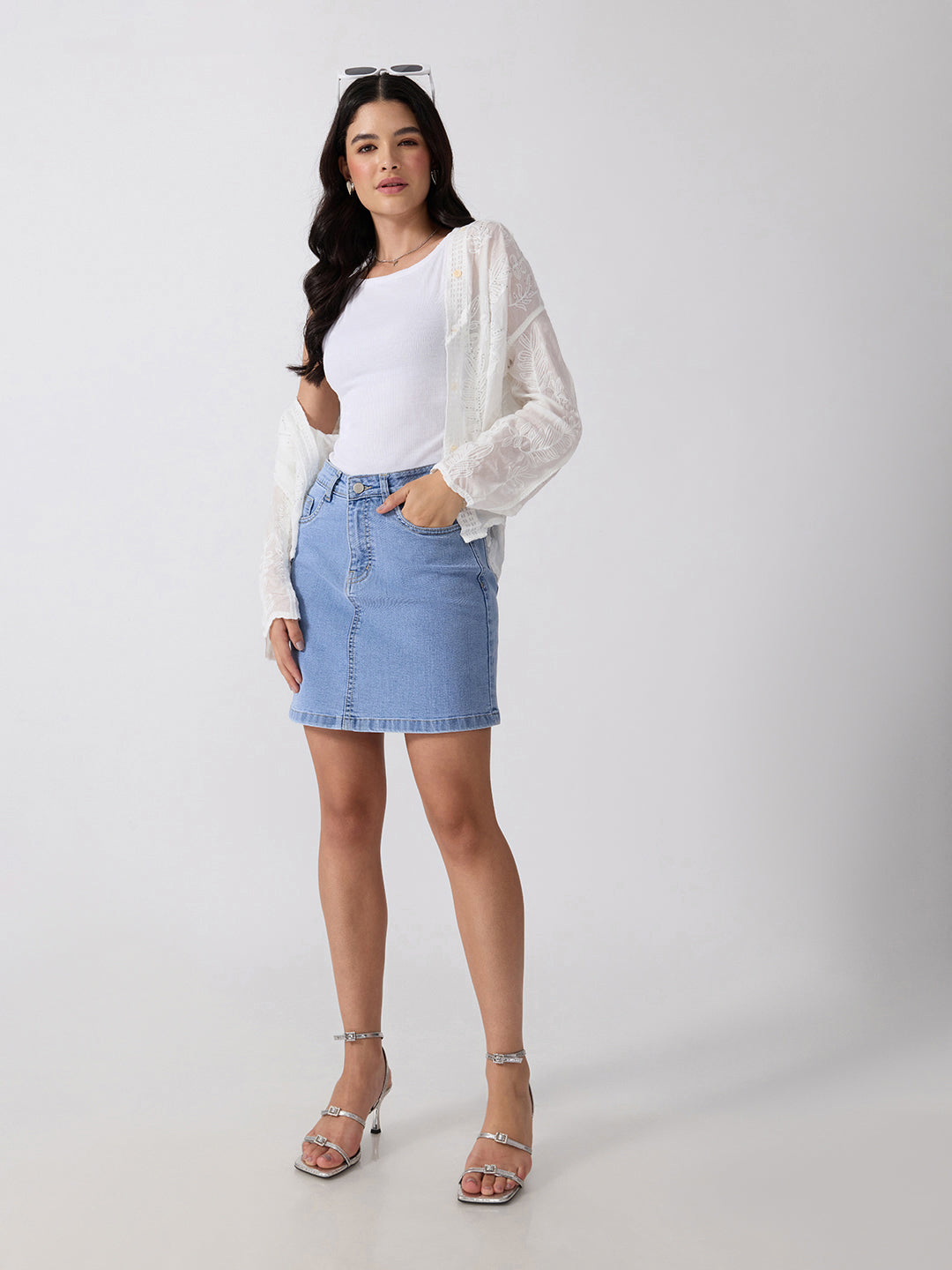 Women’s Light Blue Denim Mini Skirt