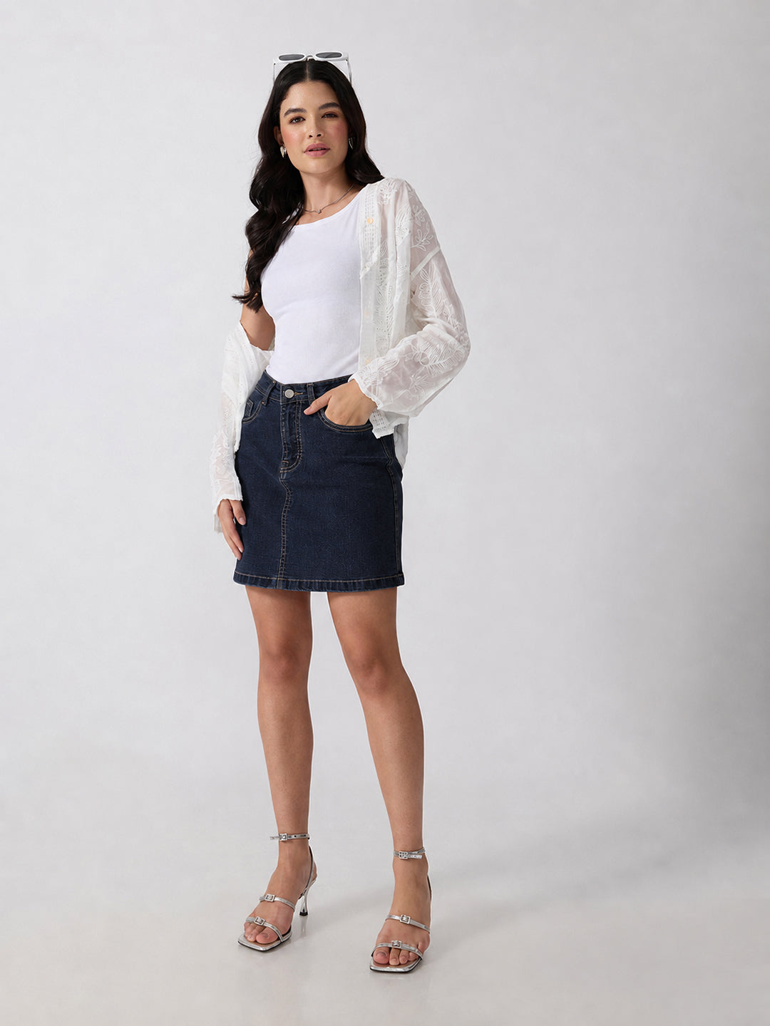 Women’s Navy Blue Denim Mini Skirt