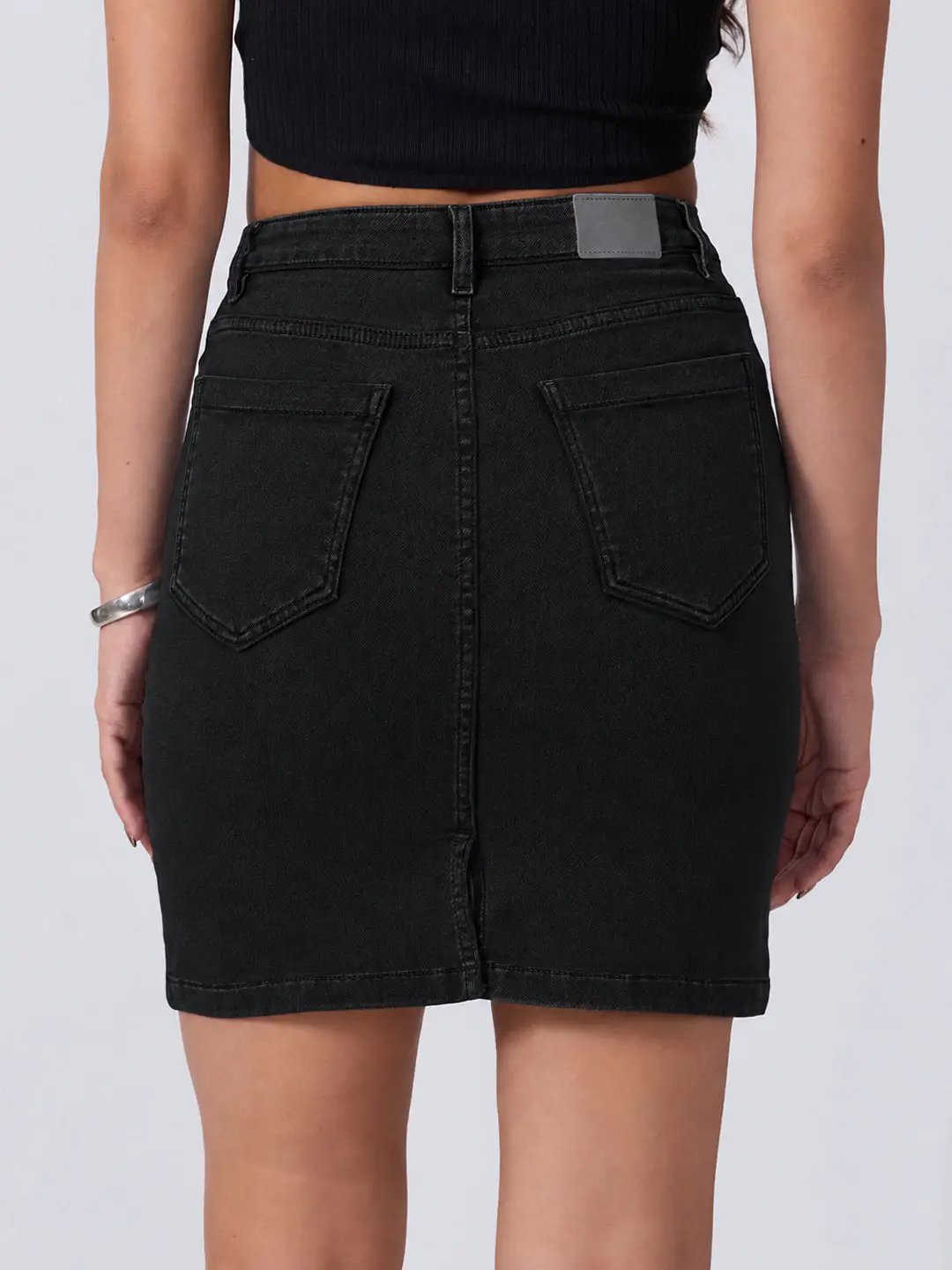 Women's Black Denim Mini Skirt