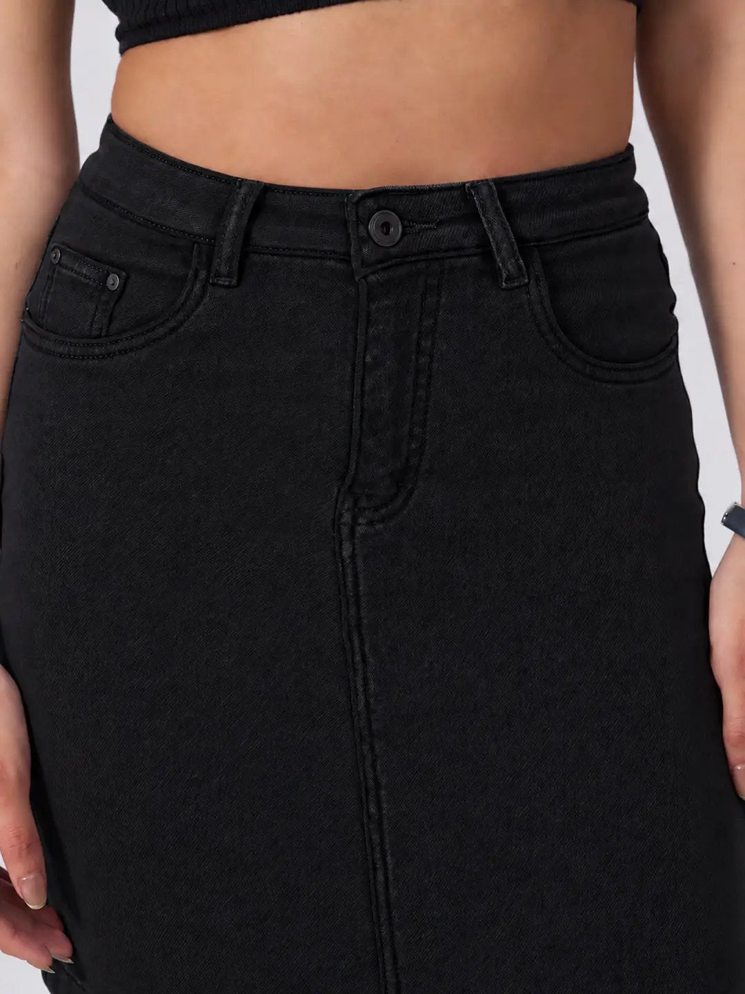 Women's Black Denim Mini Skirt