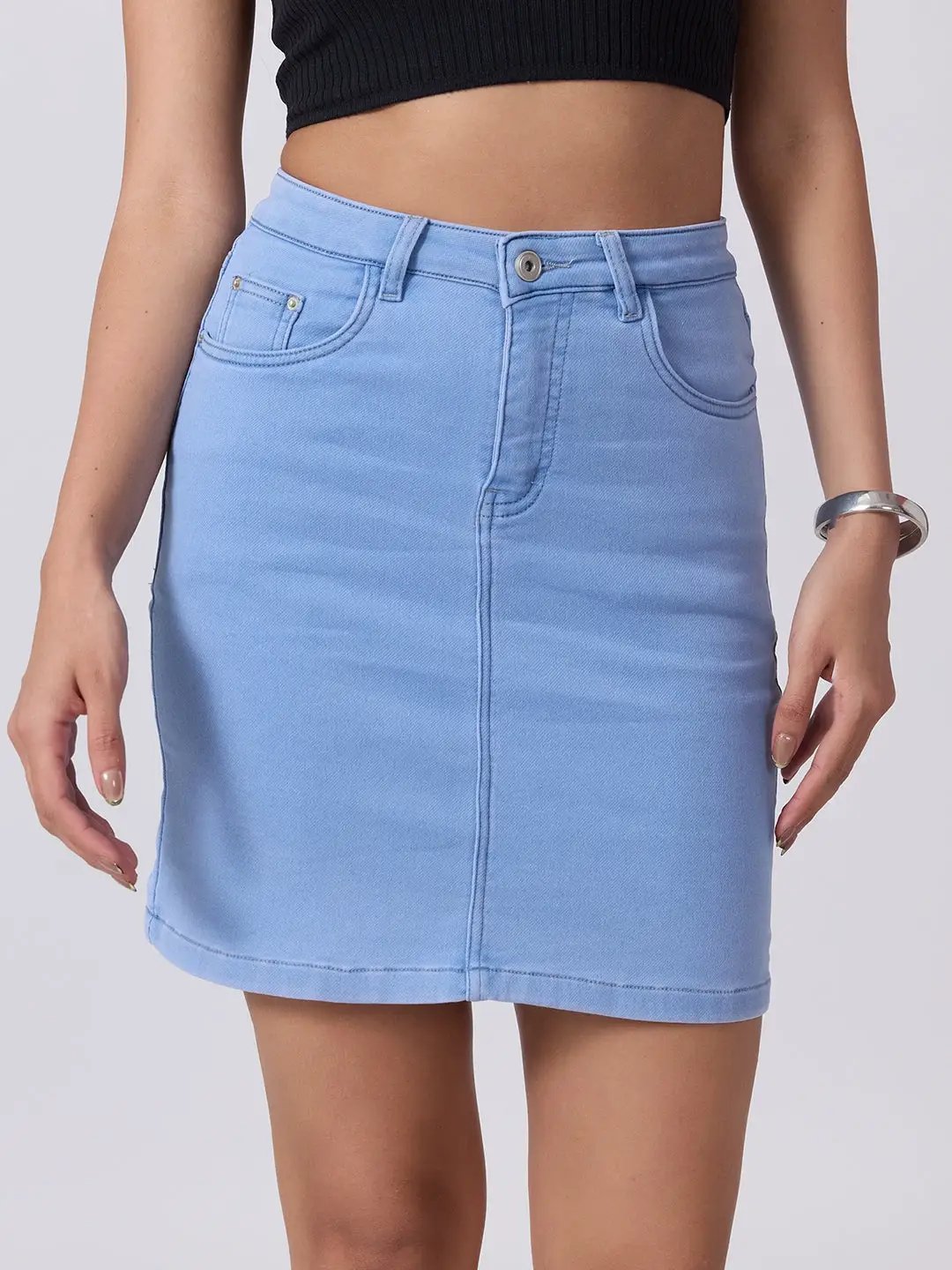 Women's Light Blue Denim Mini Skirt