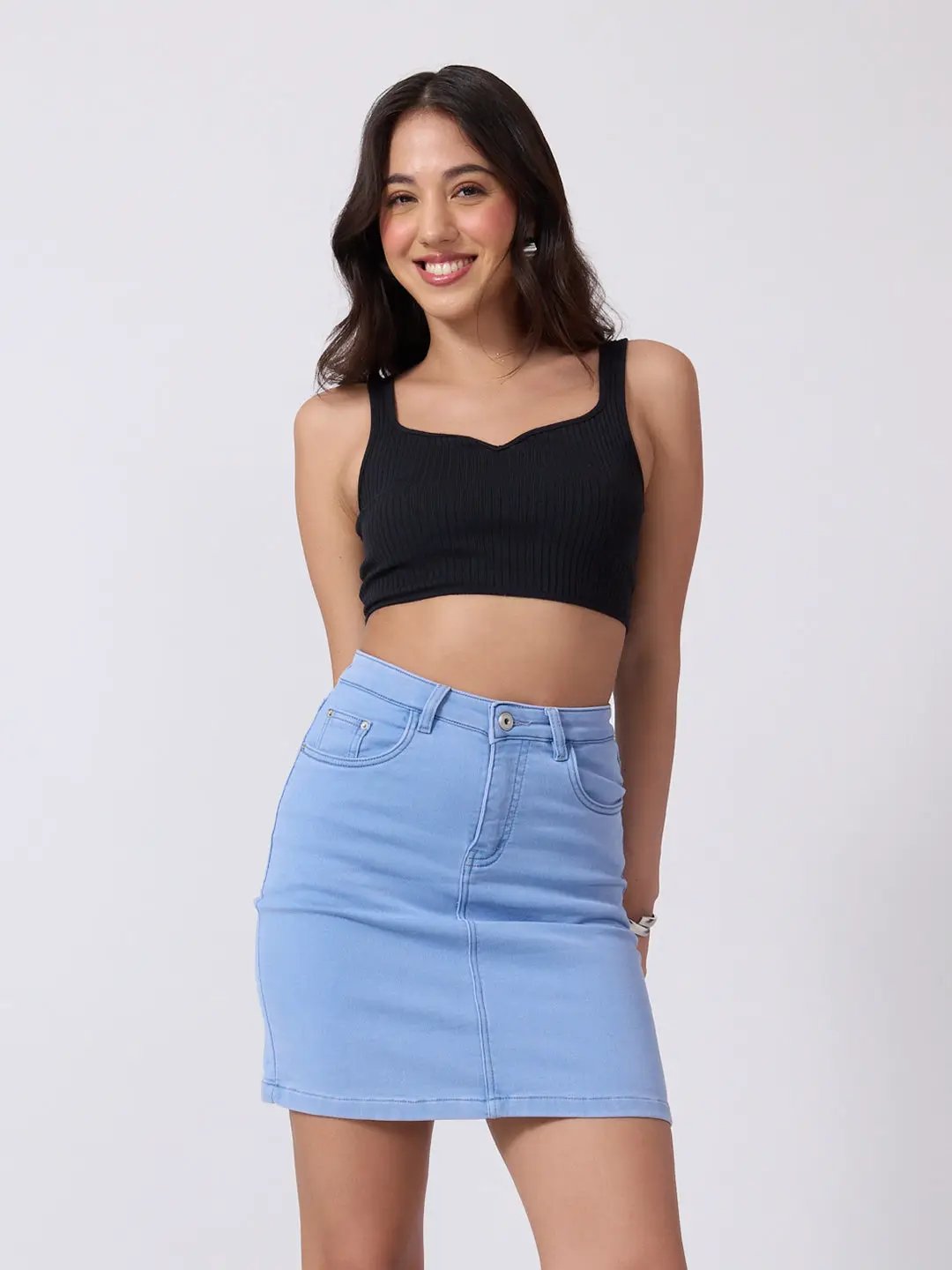 Women's Light Blue Denim Mini Skirt