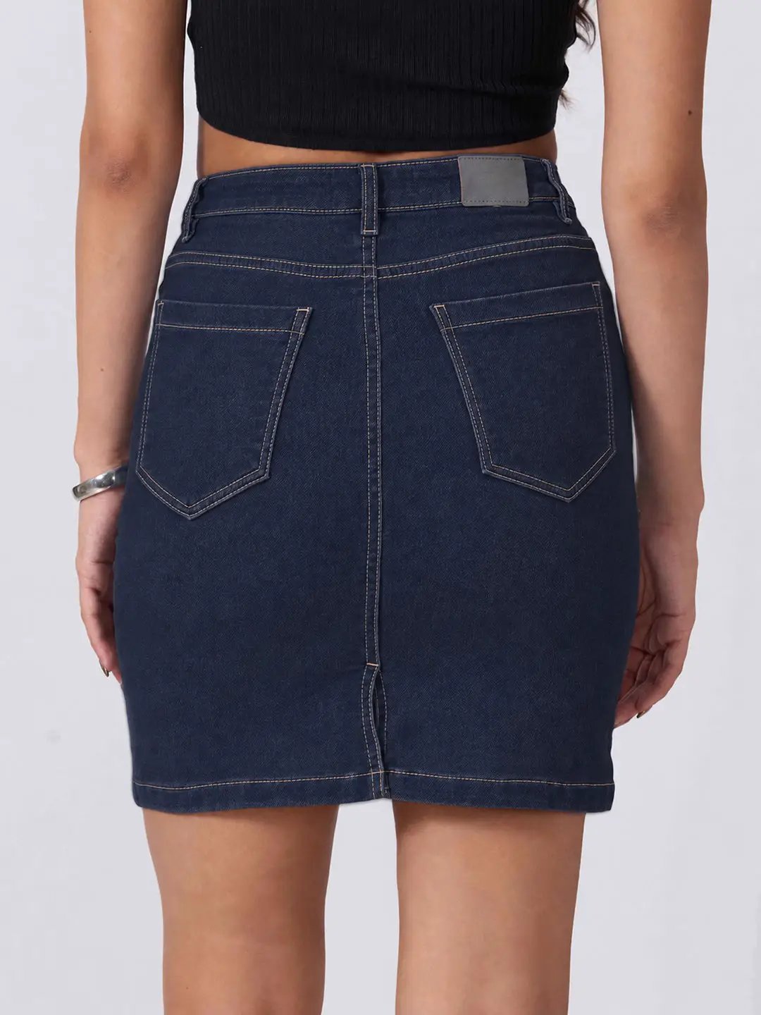Women's Navy Blue Denim Mini Skirt