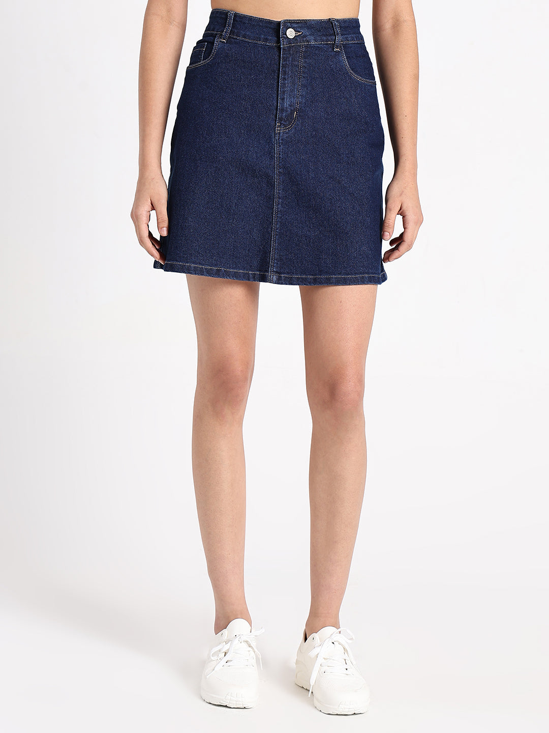Women's Navy Blue Pencil Mini Denim Skirt