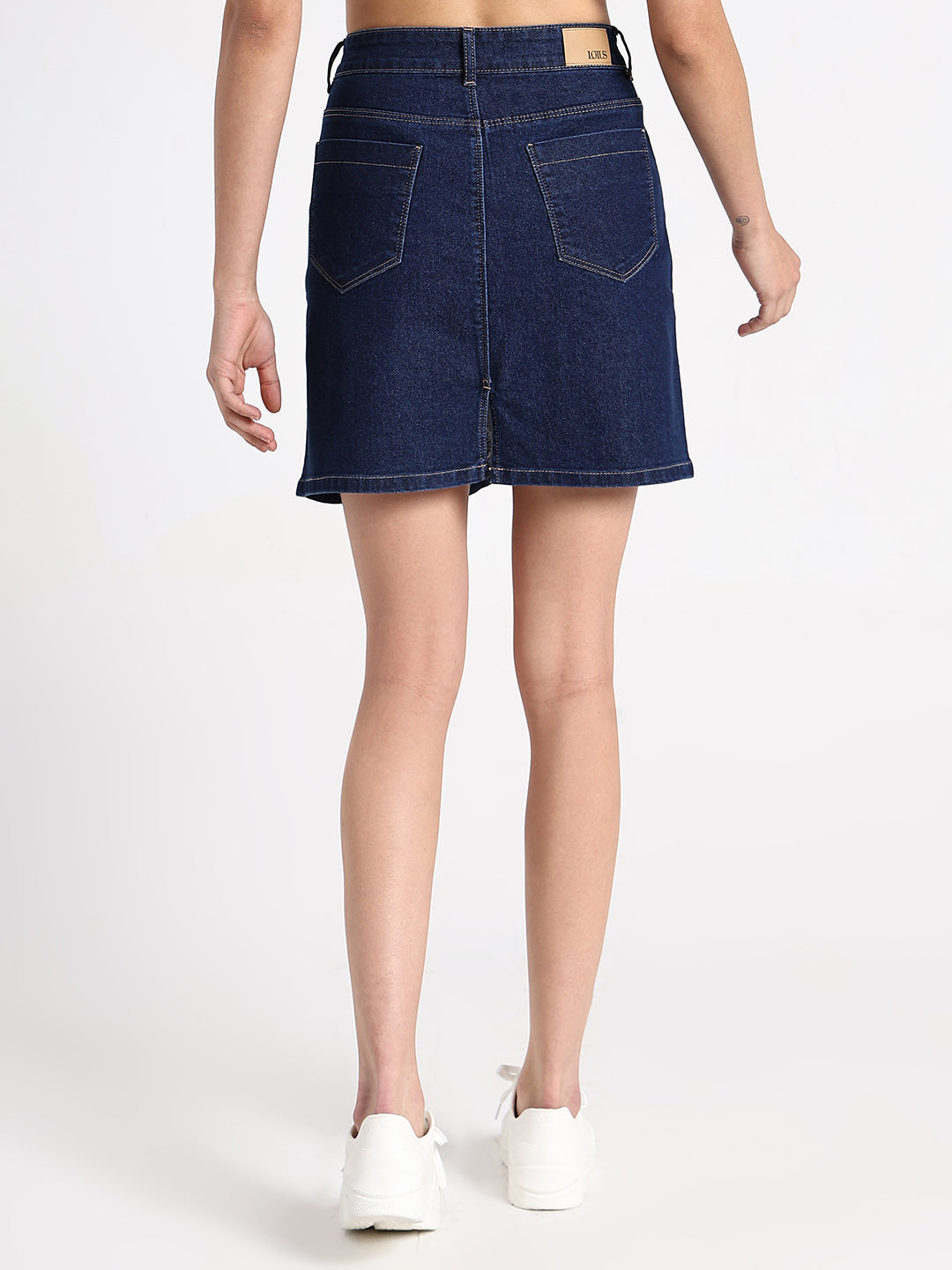 Women's Navy Blue Pencil Mini Denim Skirt