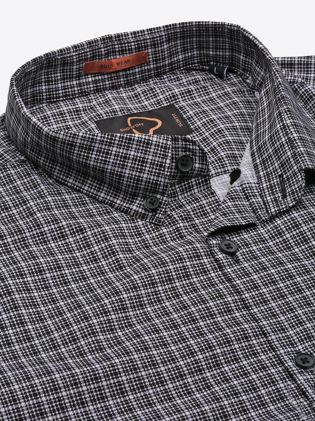 Men Black Checked Slim Fit Shirt