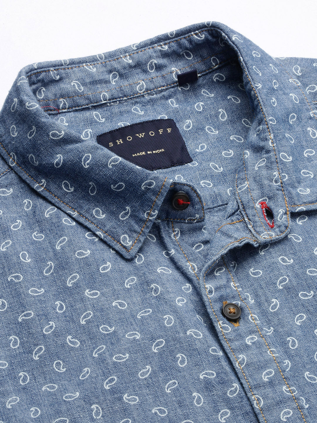 Men Ethnic Motifs Blue Slim Fit Shirt