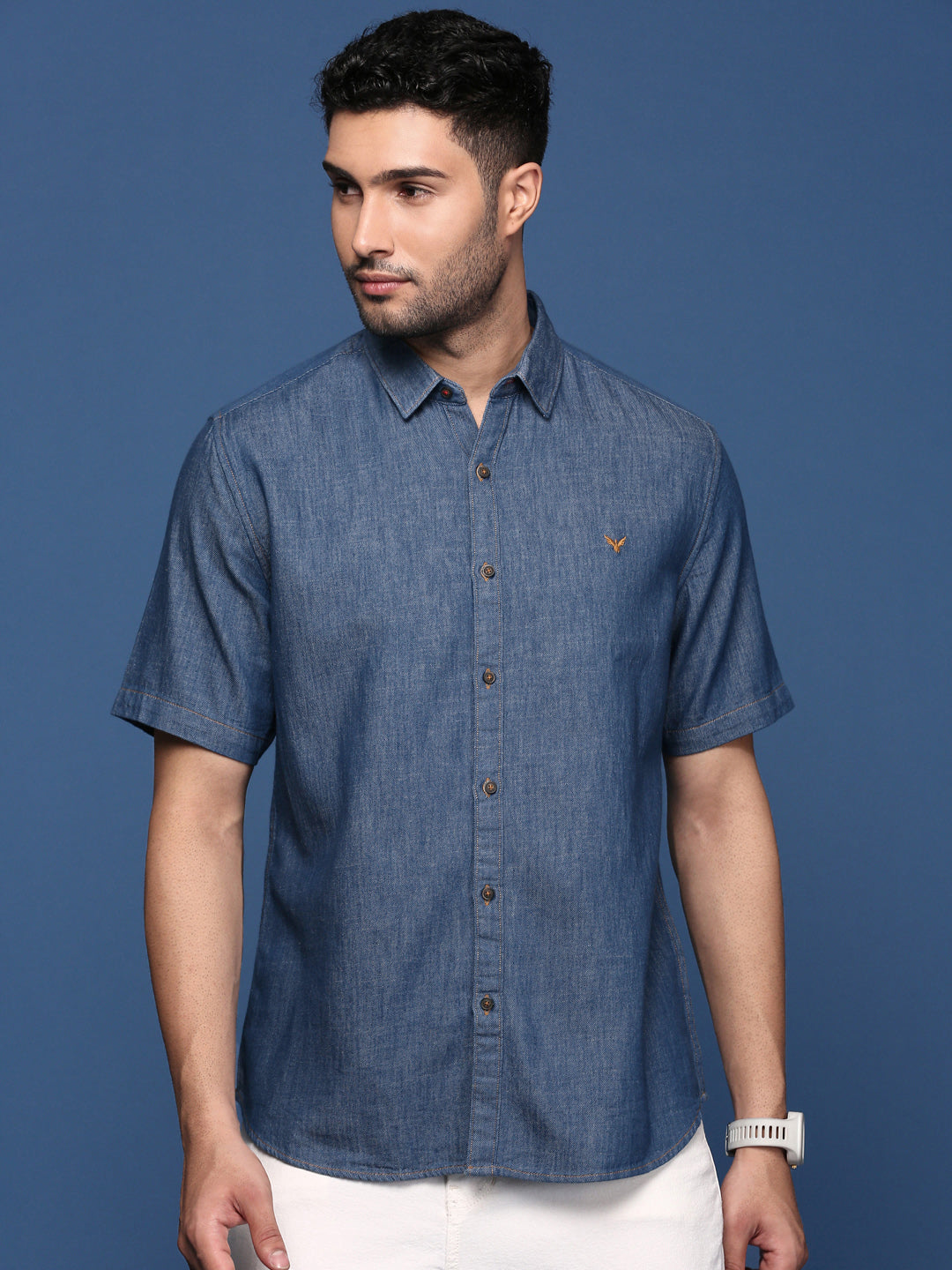 Men Solid Blue Slim Fit Shirt