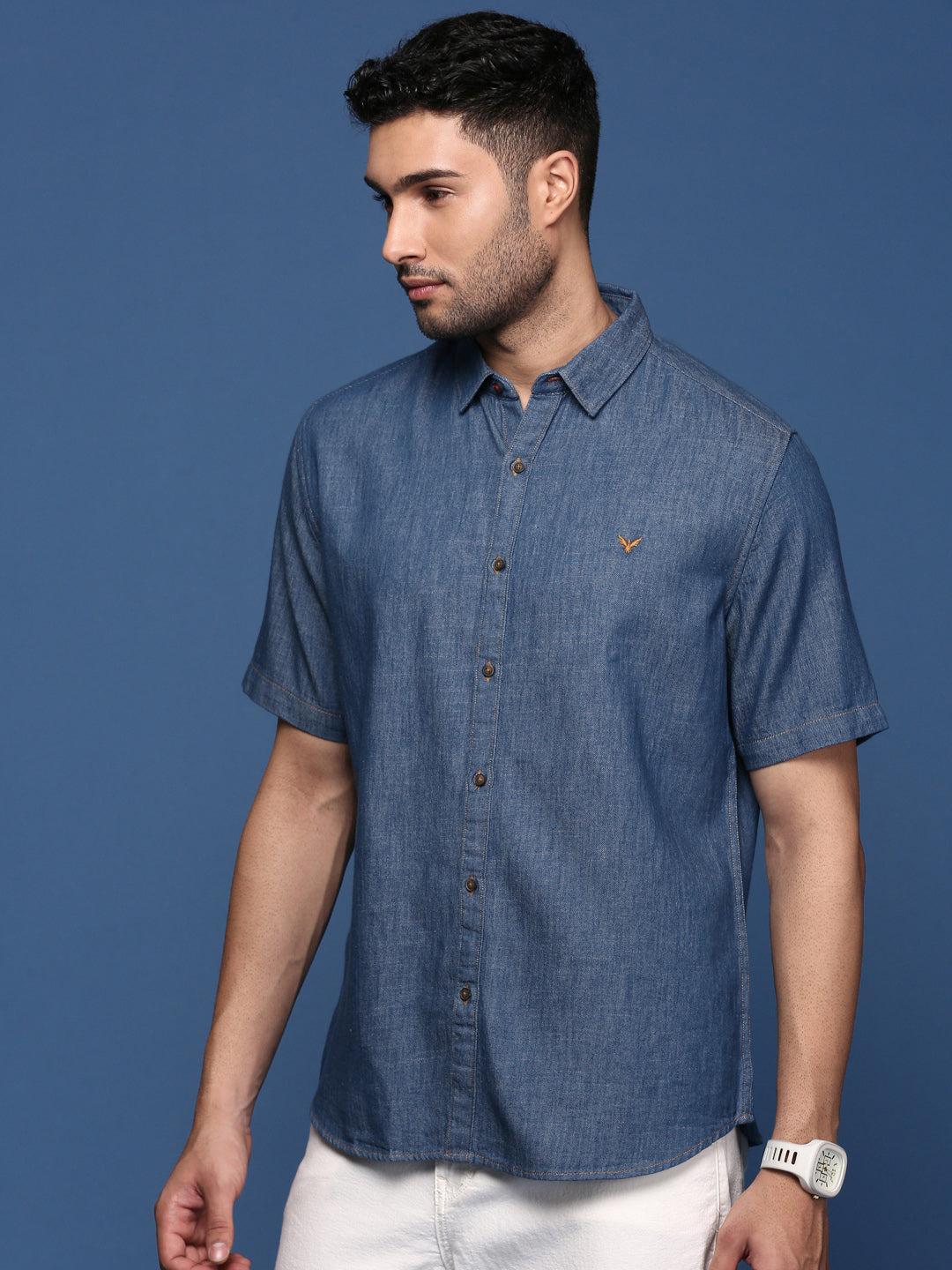 Men Solid Blue Slim Fit Shirt