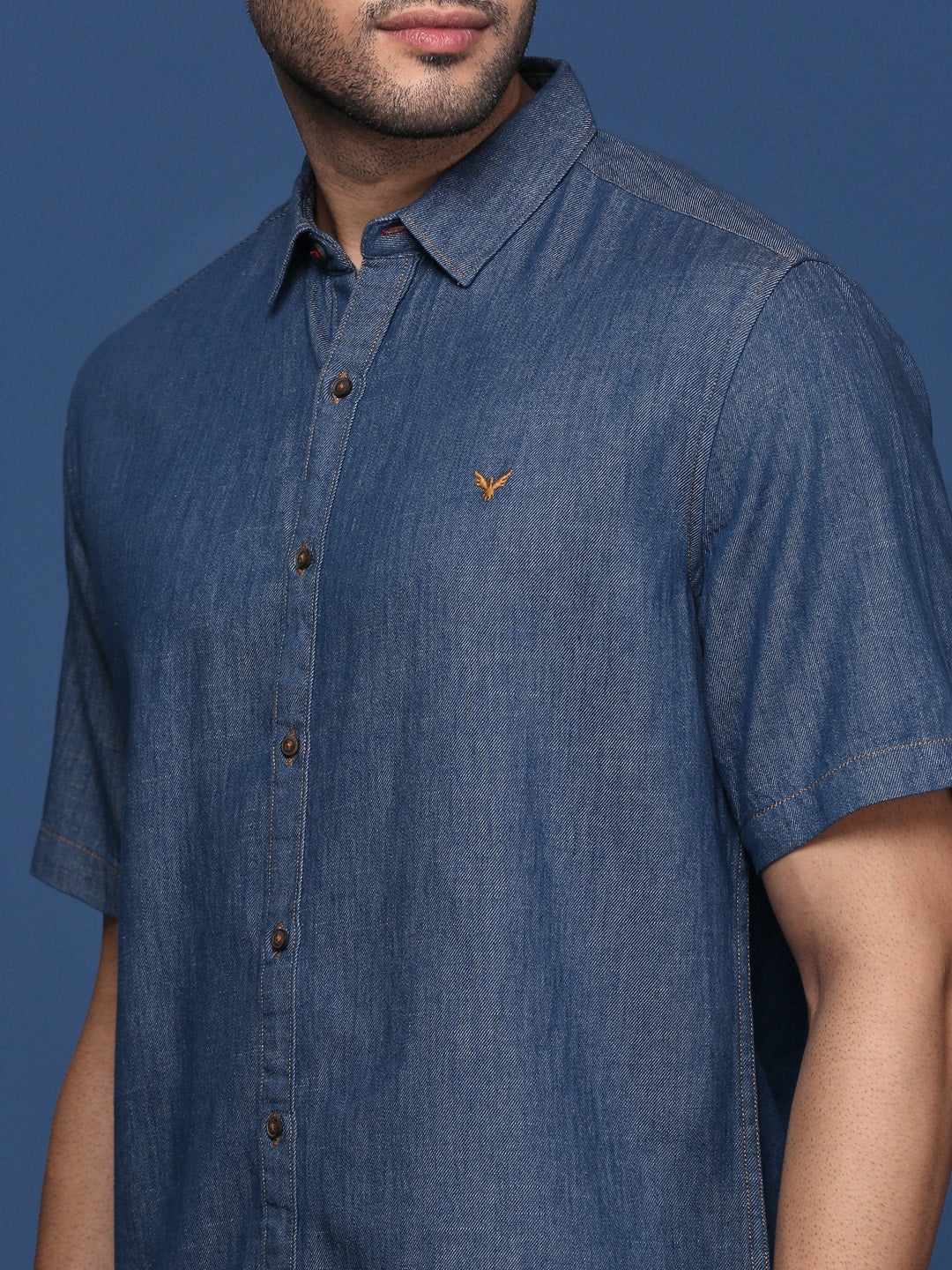 Men Solid Blue Slim Fit Shirt