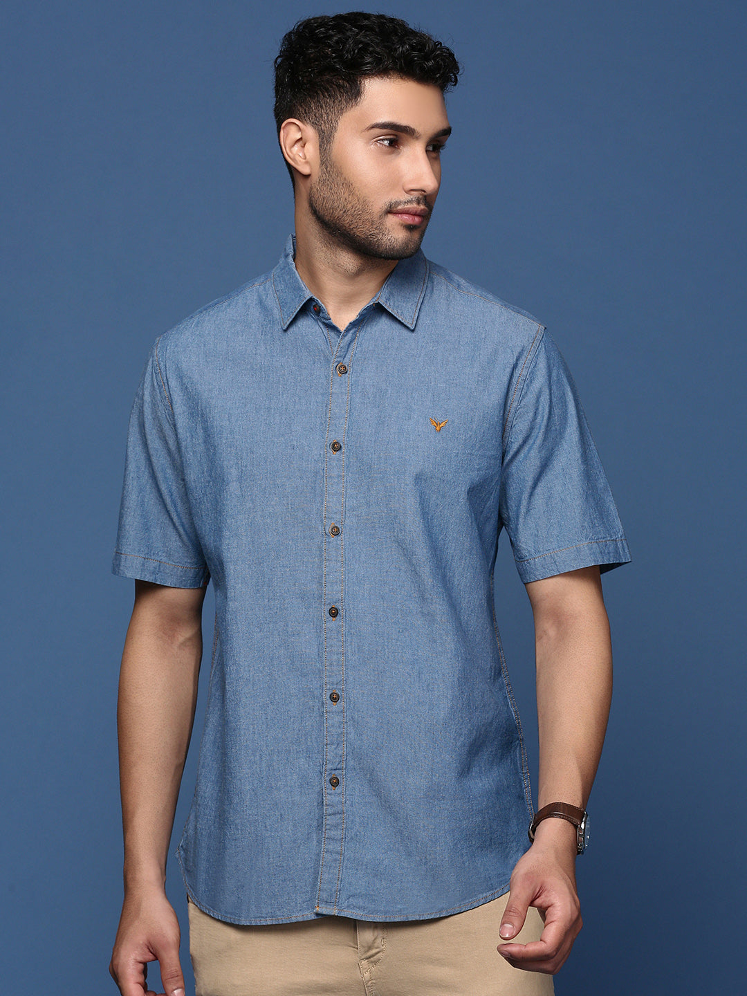 Men Solid Blue Slim Fit Shirt