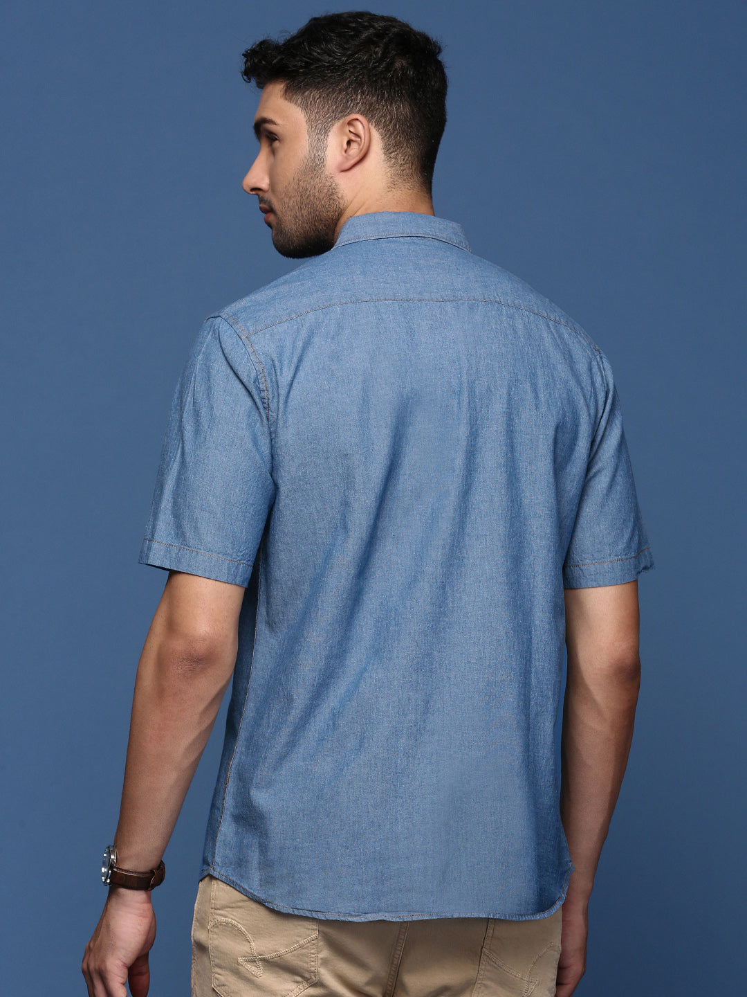 Men Solid Blue Slim Fit Shirt