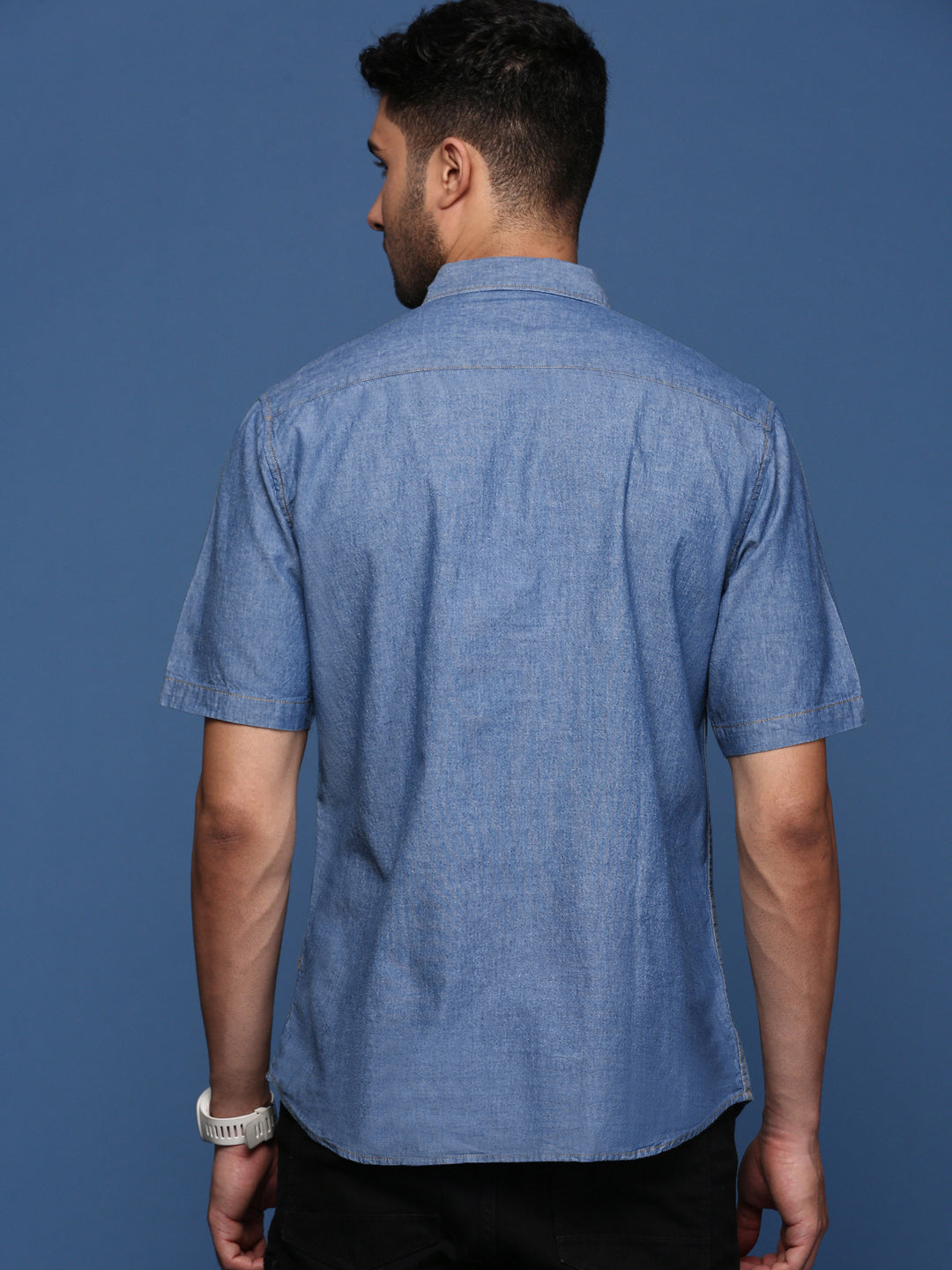 Men Solid Blue Slim Fit Shirt