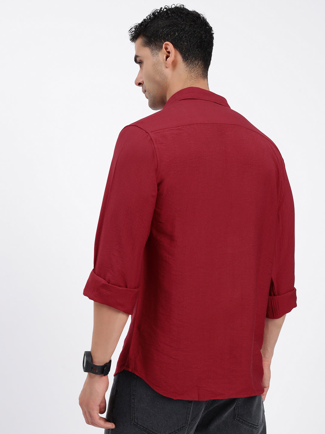 Men Solid Red Slim Fit Shirt