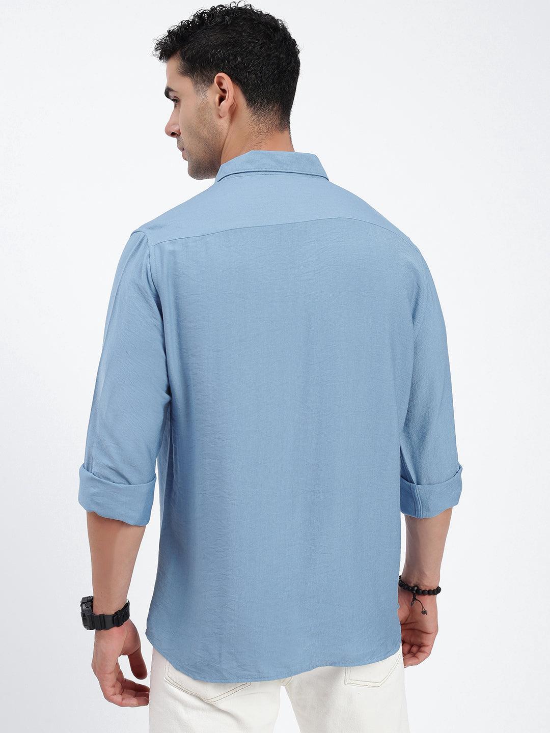 Men Solid Blue Slim Fit Shirt