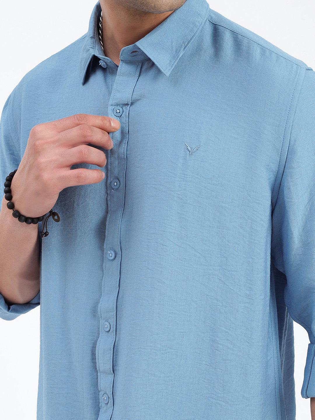 Men Solid Blue Slim Fit Shirt