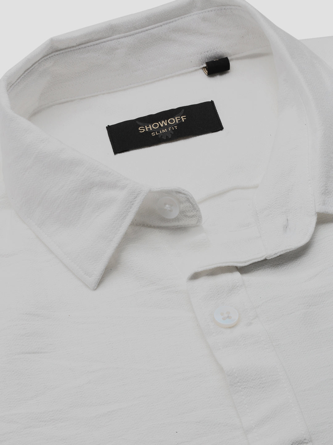 Men Solid White Slim Fit Shirt