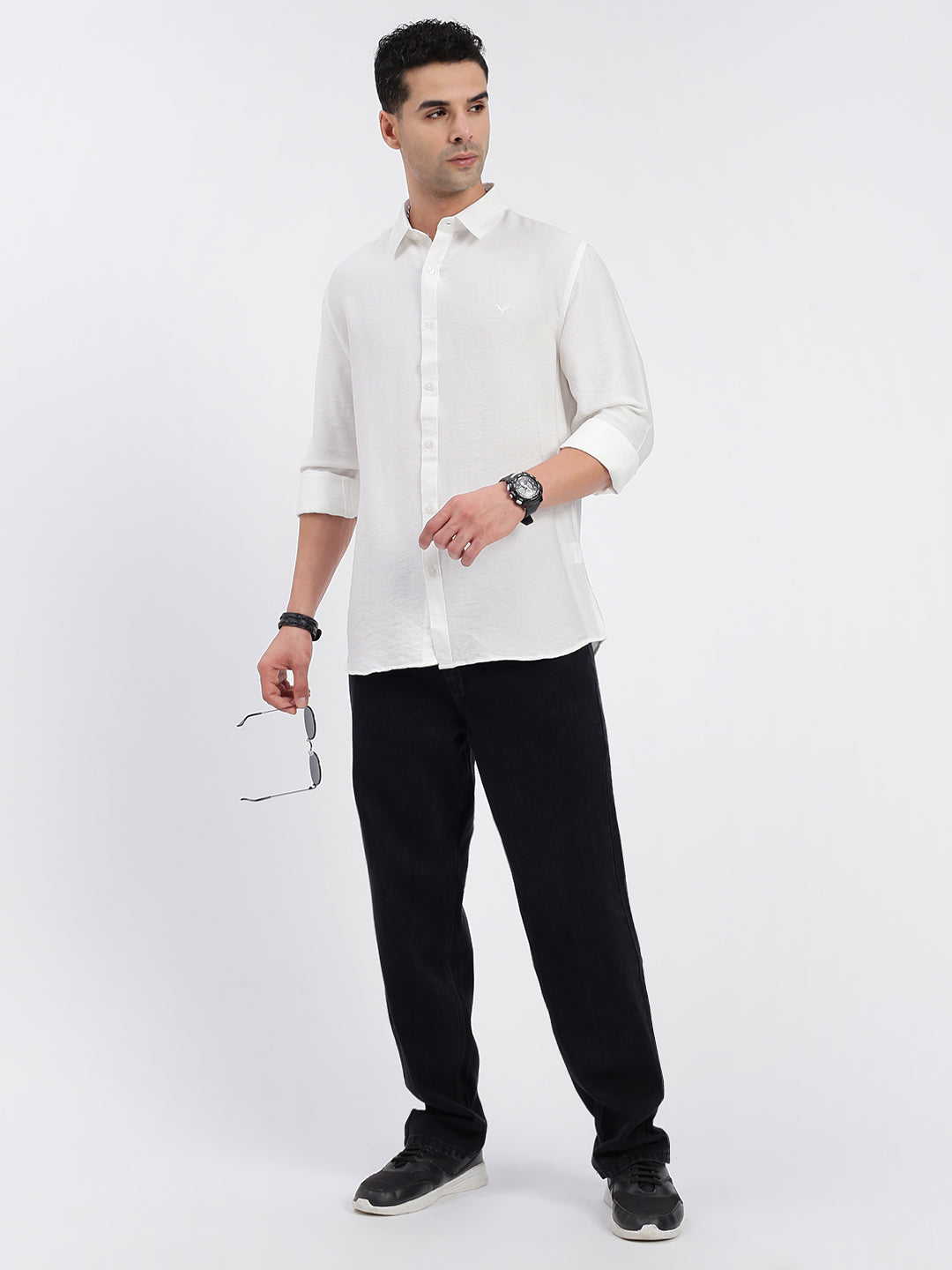 Men Solid White Slim Fit Shirt