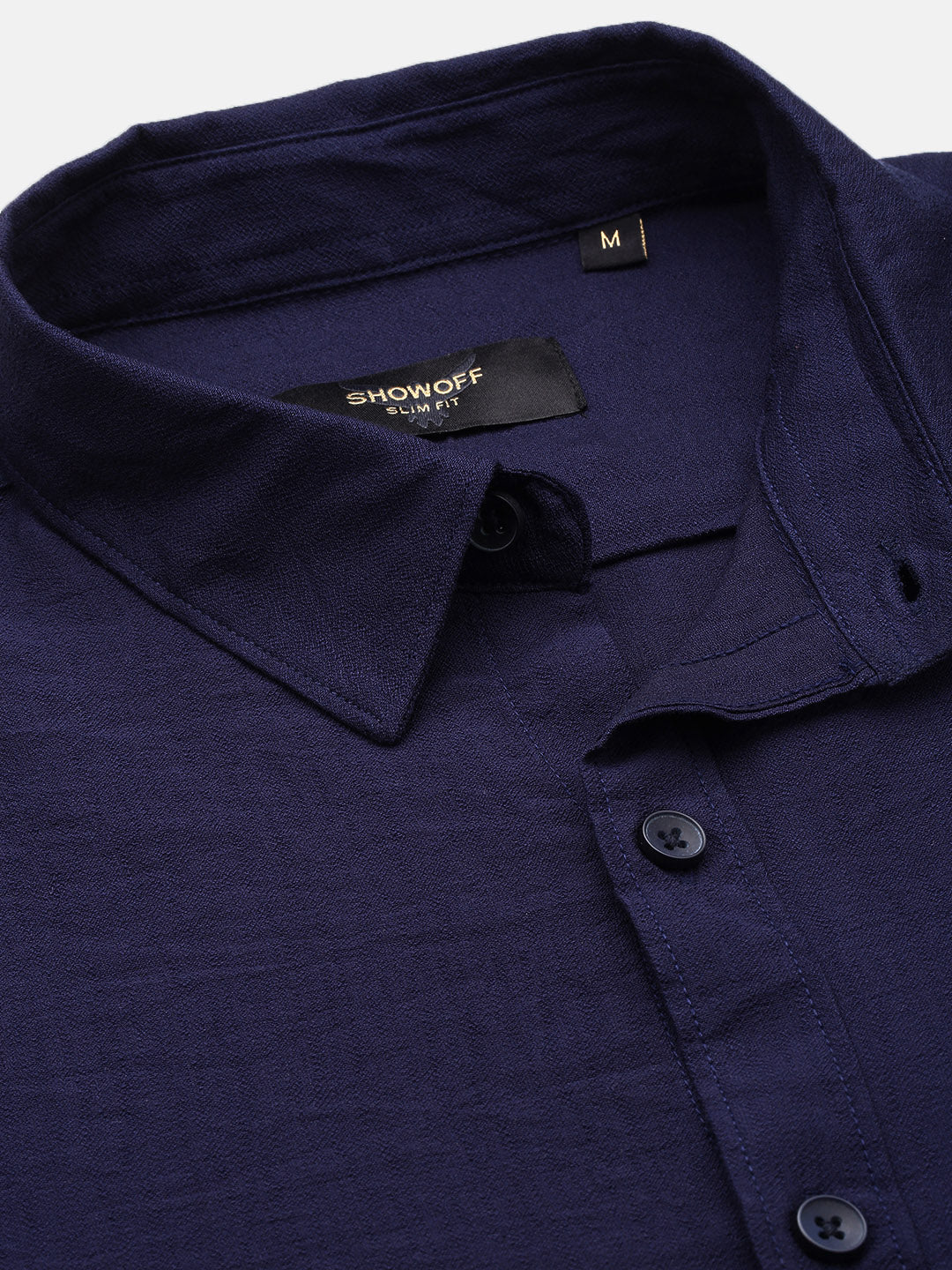 Men Solid Navy Blue Slim Fit Shirt