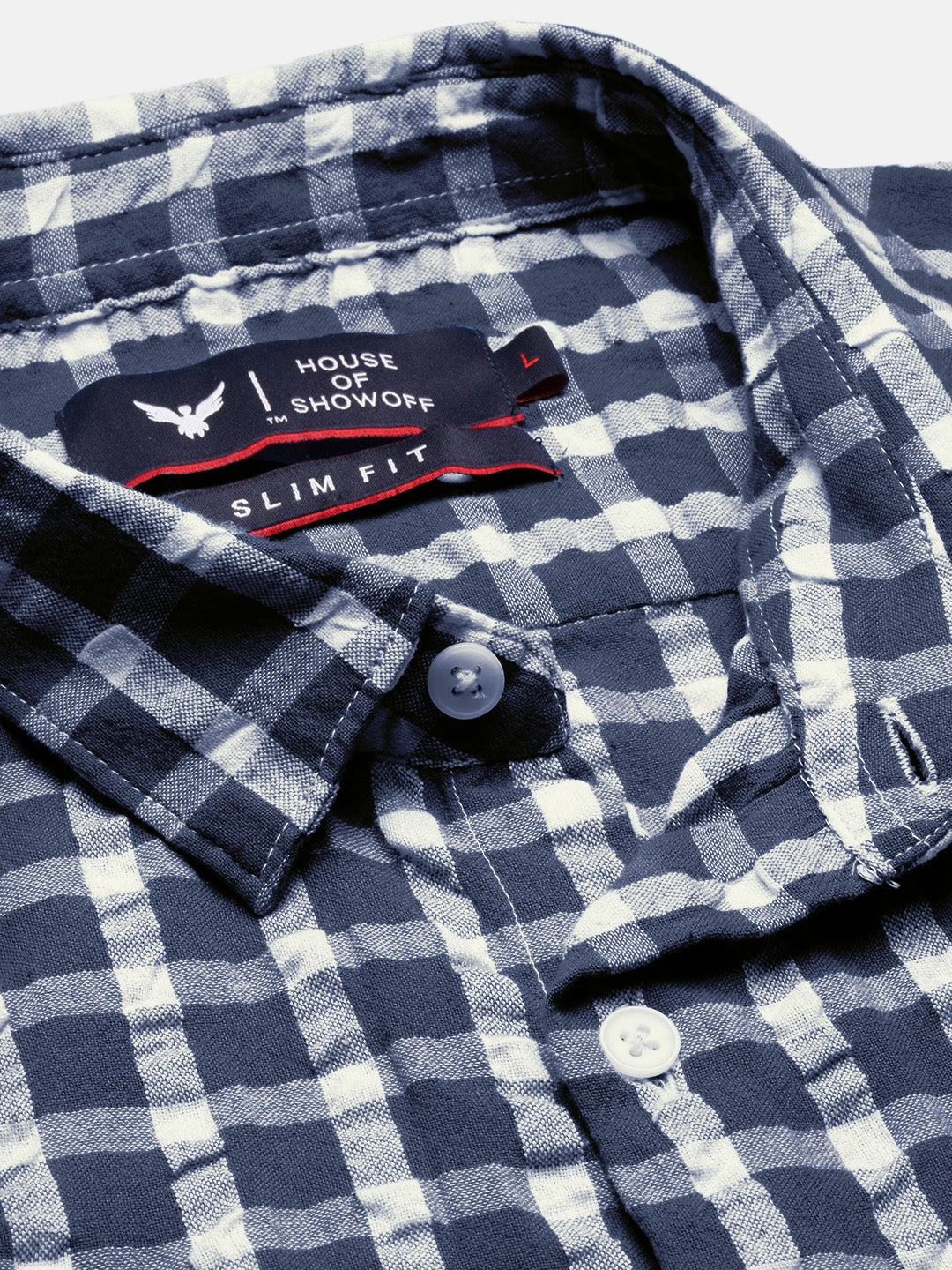 Men's Checked Navy Blue Slim Fit Shirt