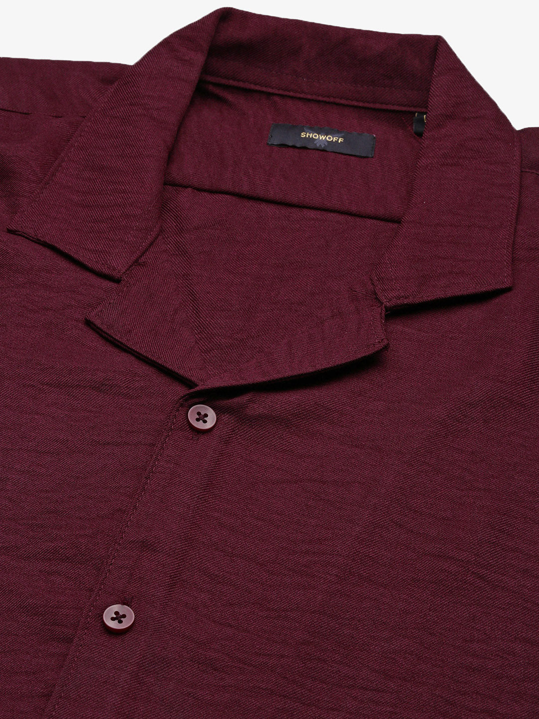 Men Solid Burgundy Co Ords Set