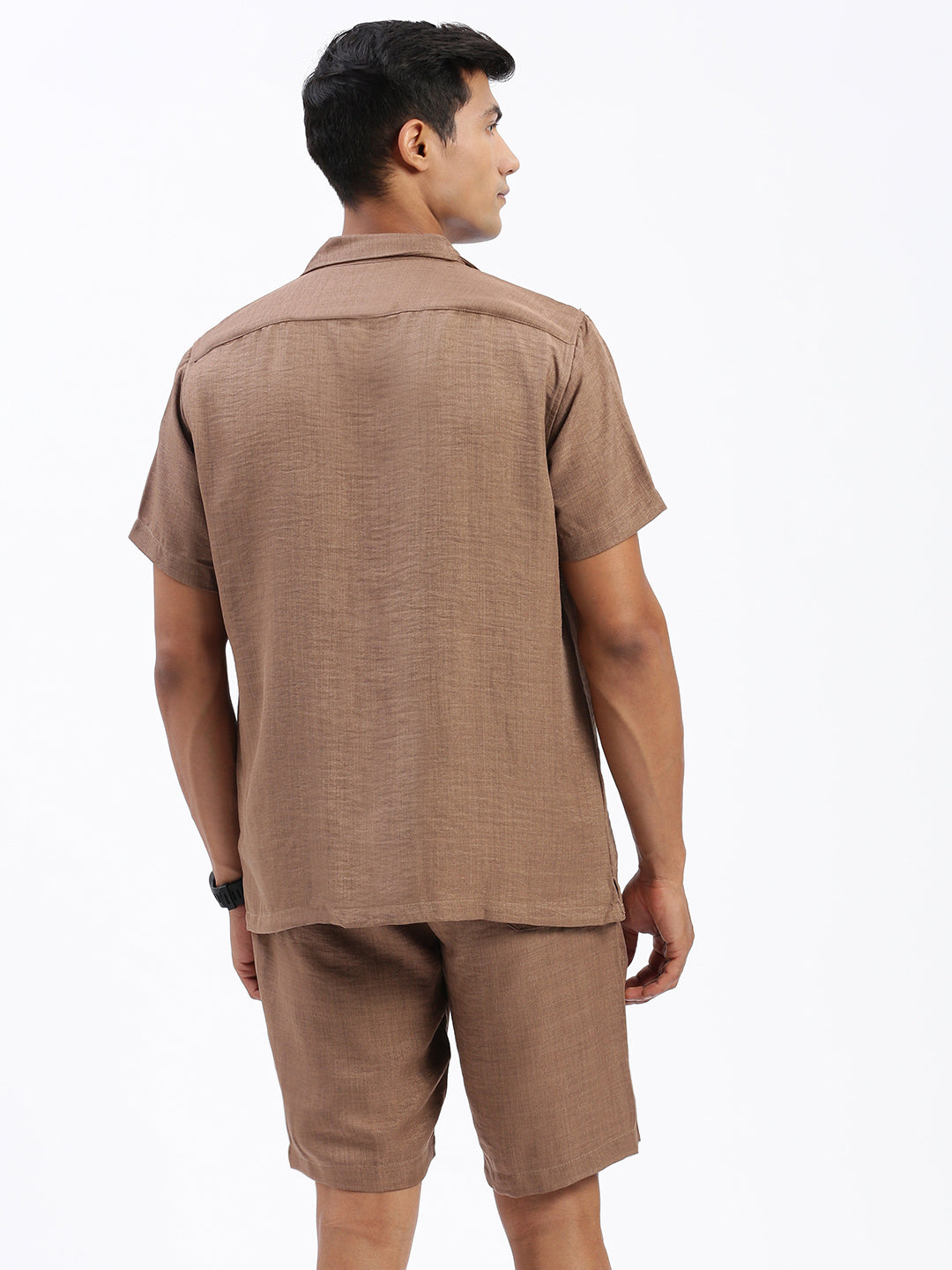 Men Solid Brown Co Ords Set