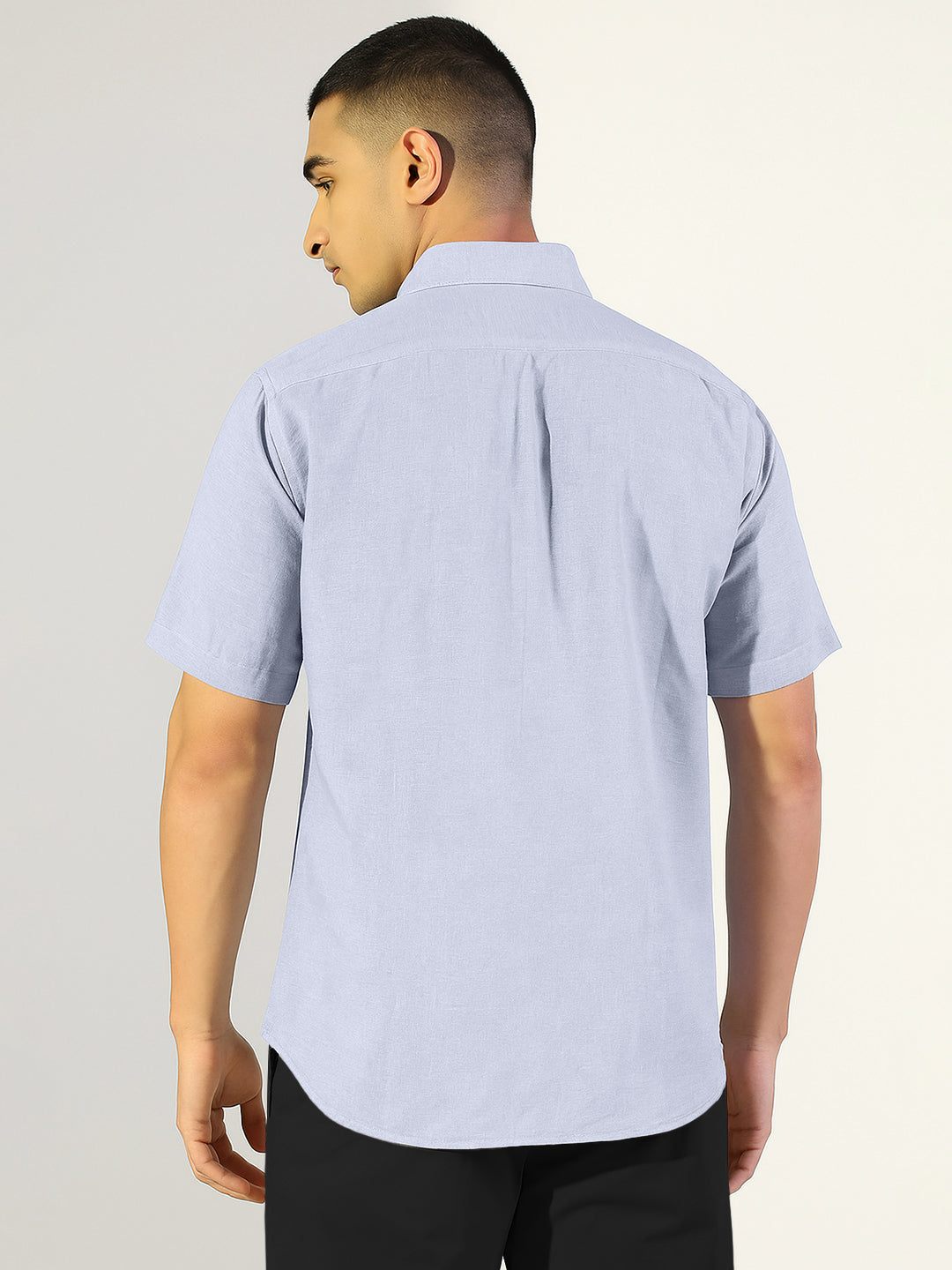 Men's Blue Regular Fit Short Sleeve Casual Shirt