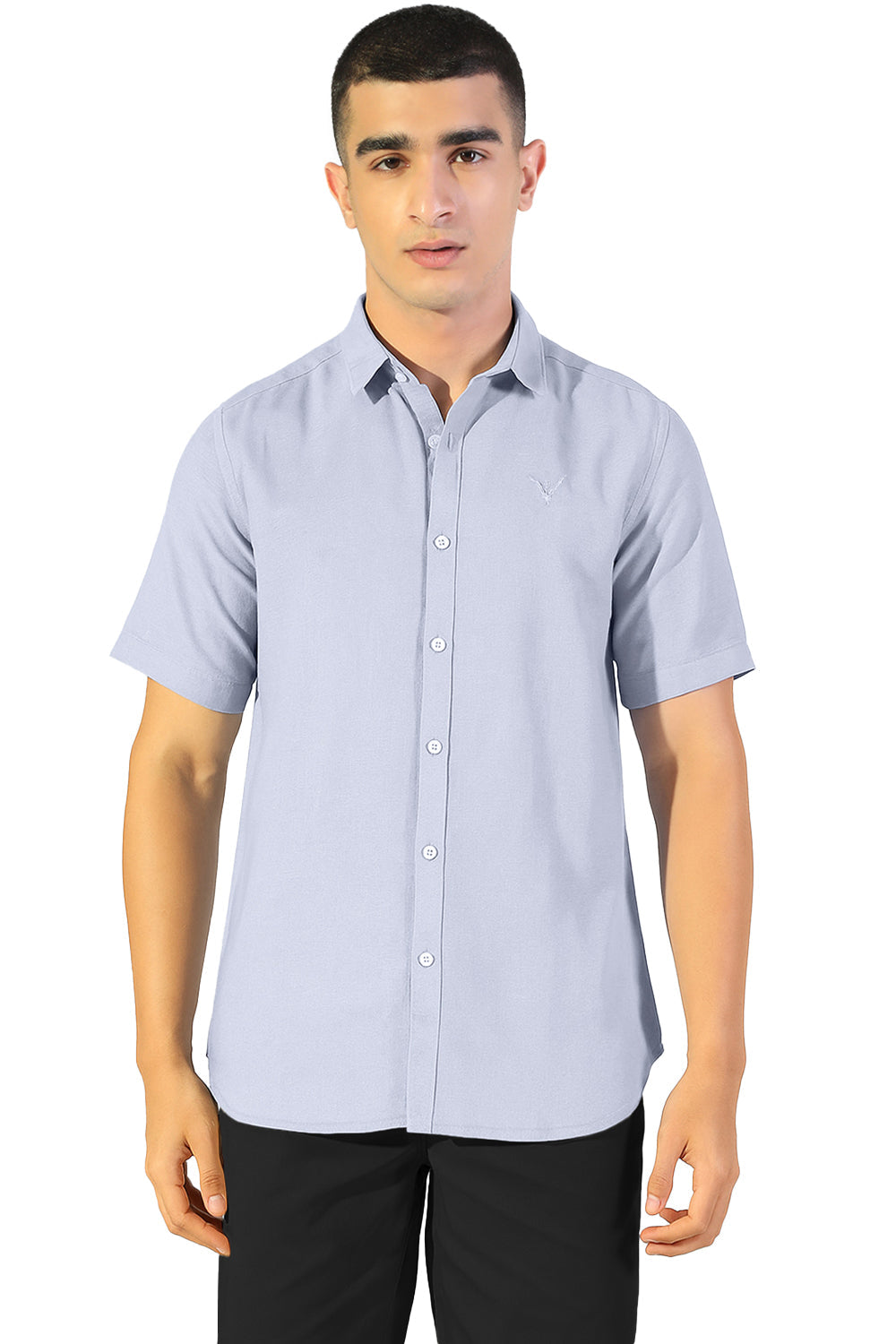 Men's Blue Regular Fit Short Sleeve Casual Shirt