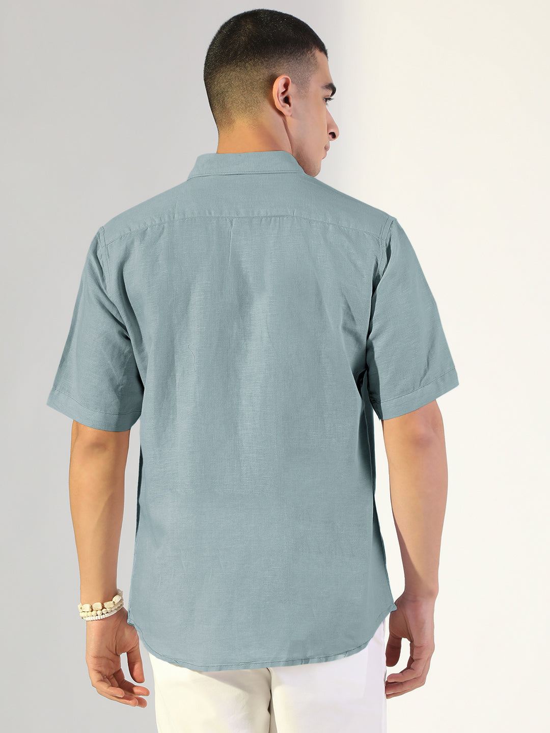Men's Blue Regular Fit Short Sleeve Casual Shirt