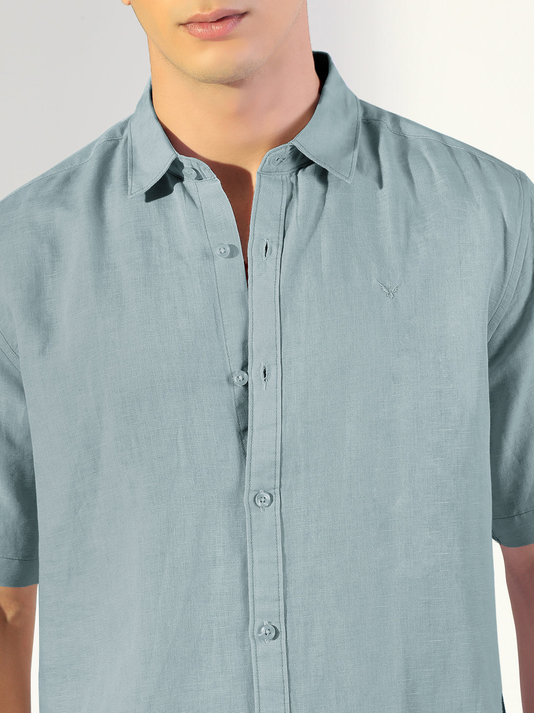 Men's Blue Regular Fit Short Sleeve Casual Shirt