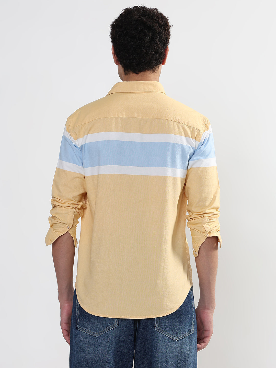 Men's Striped Yellow Slim Fit Shirt