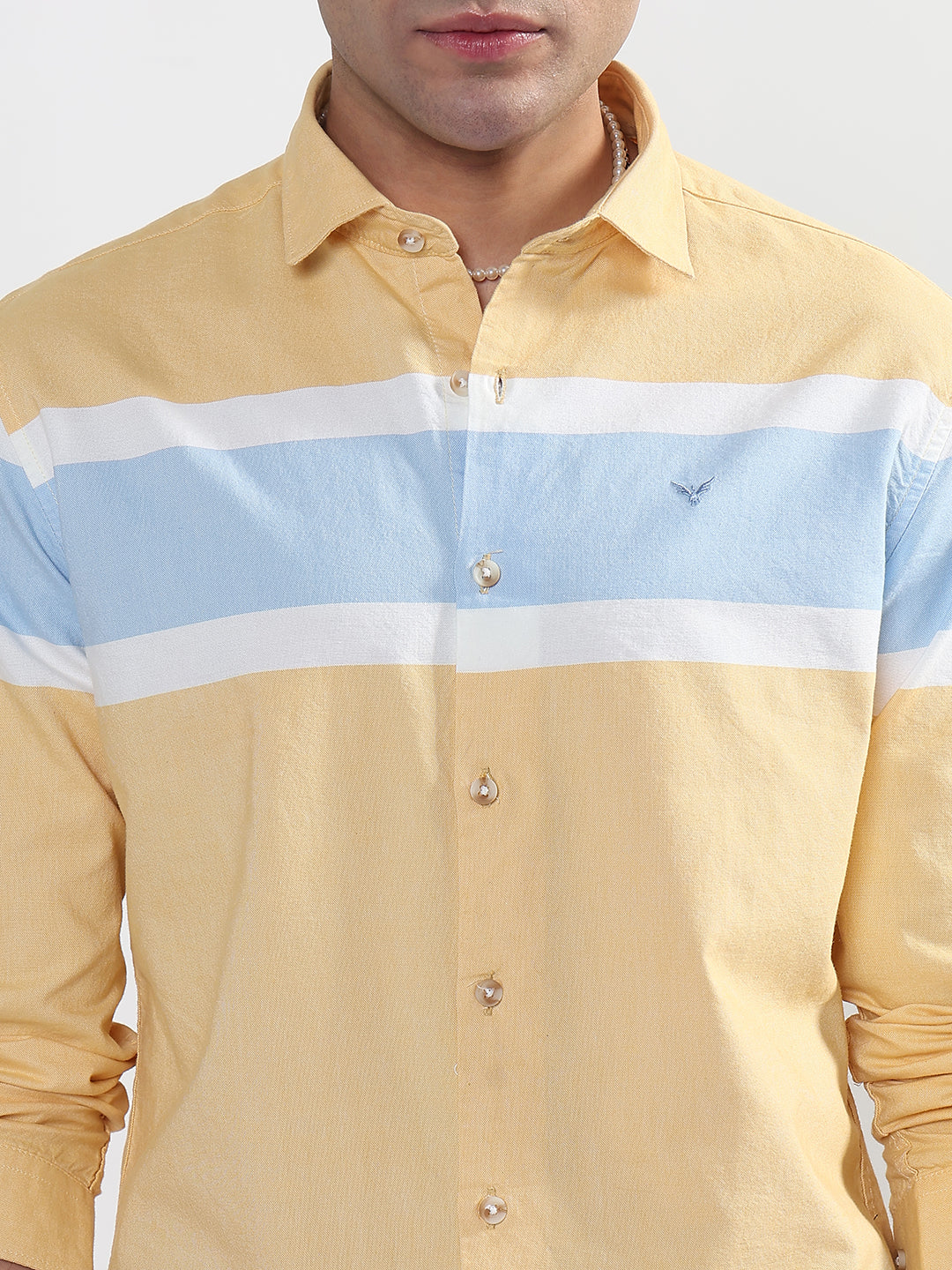 Men's Striped Yellow Slim Fit Shirt
