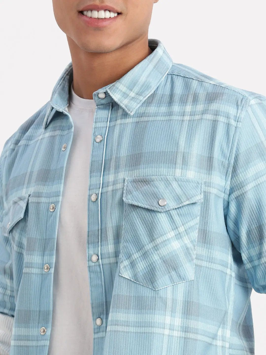 Men's Tartan Checks Blue Shirt