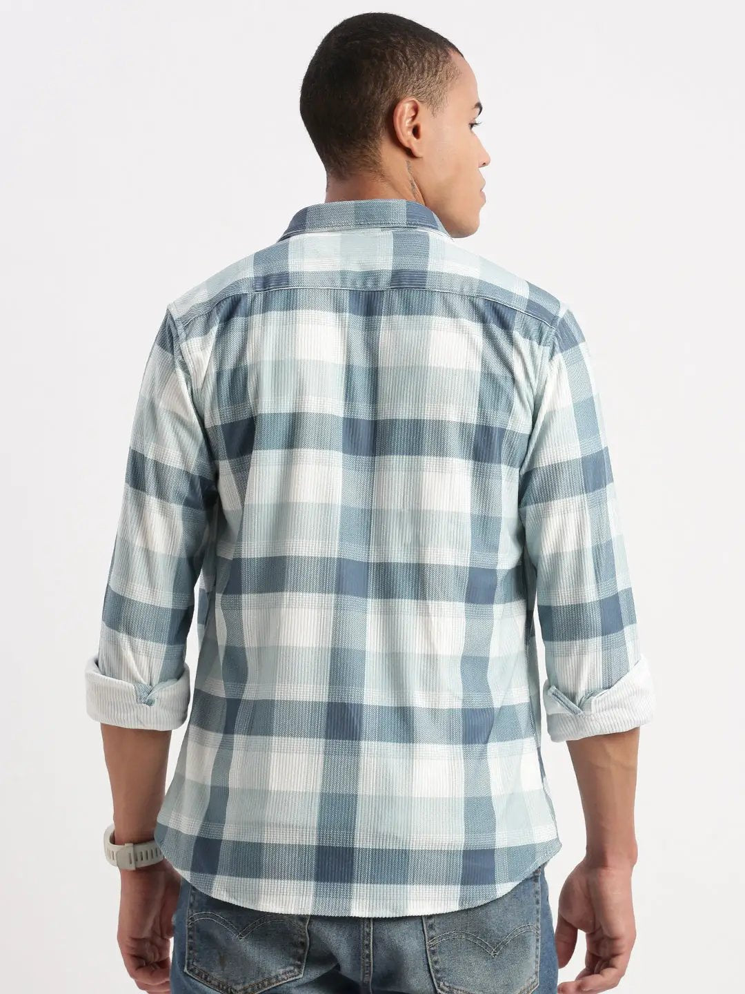 Men's Tartan Checks Teal Shirt