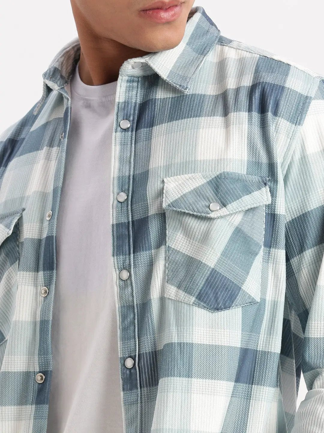 Men's Tartan Checks Teal Shirt
