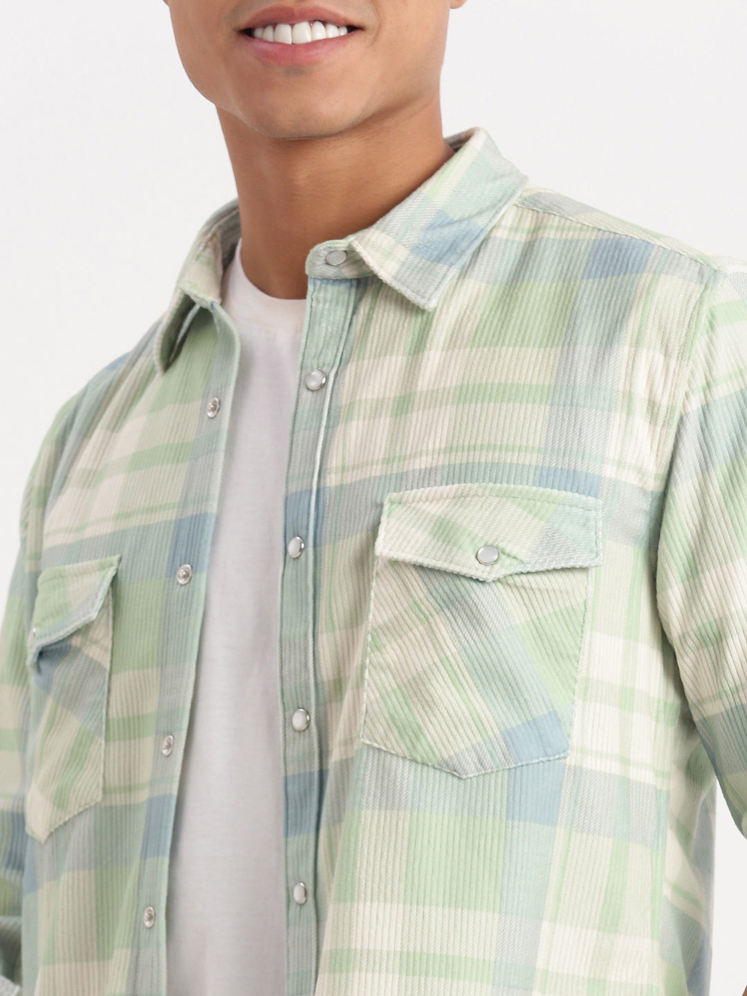 Men Tartan Checks Green Shirt