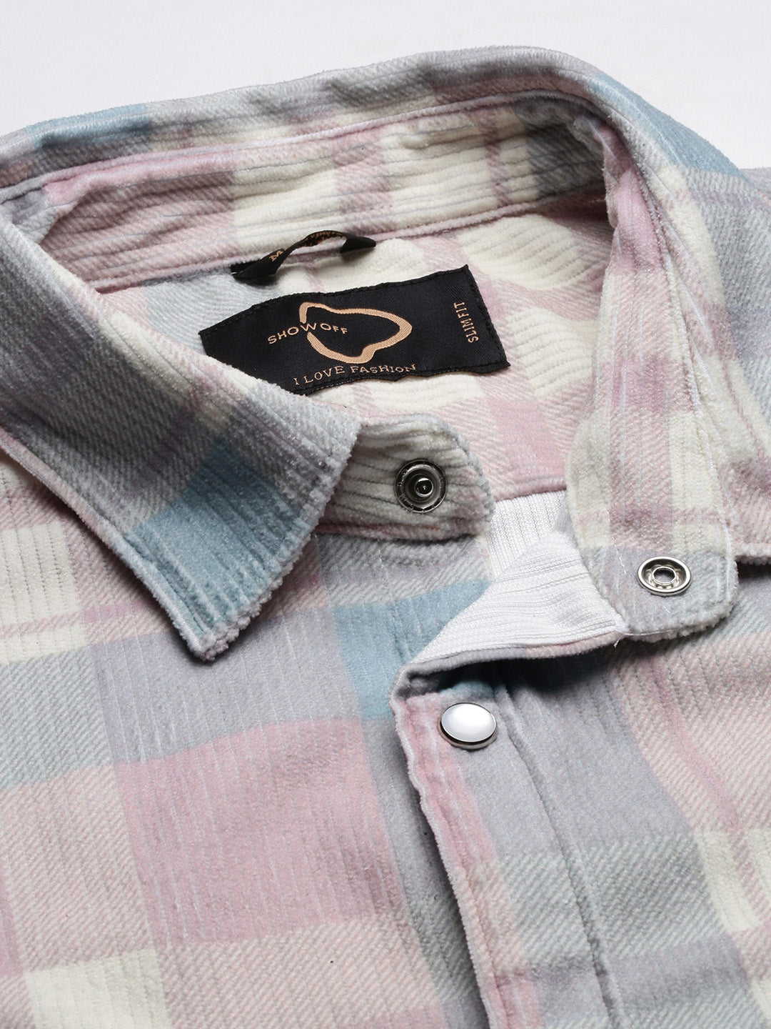 Men Tartan Checks Peach Shirt