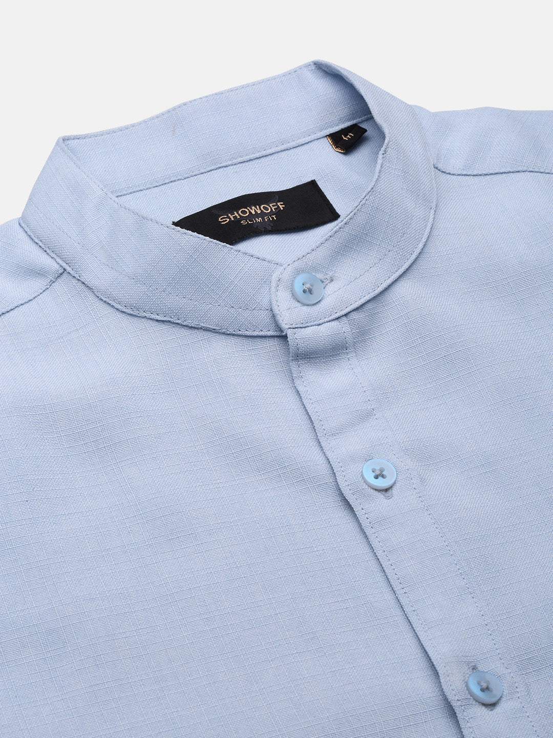 Men Blue Solid Slim Fit Shirt