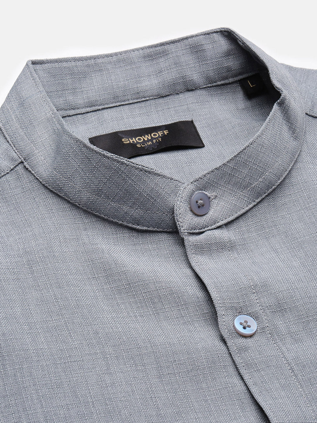 Men Grey Solid Slim Fit Shirt