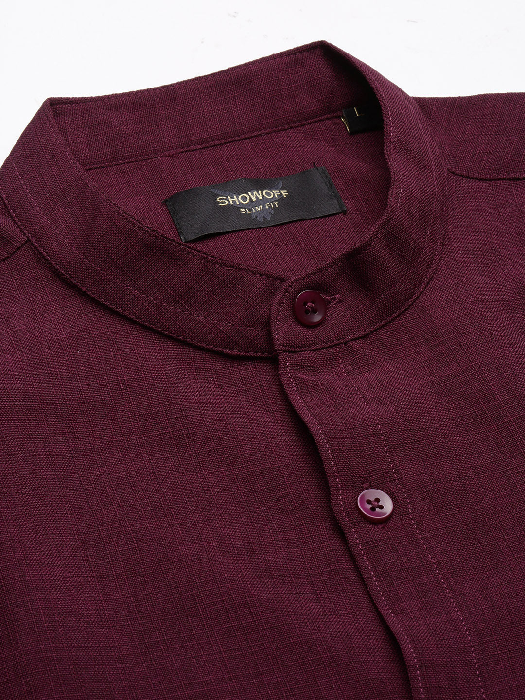 Men Maroon Solid Slim Fit Shirt