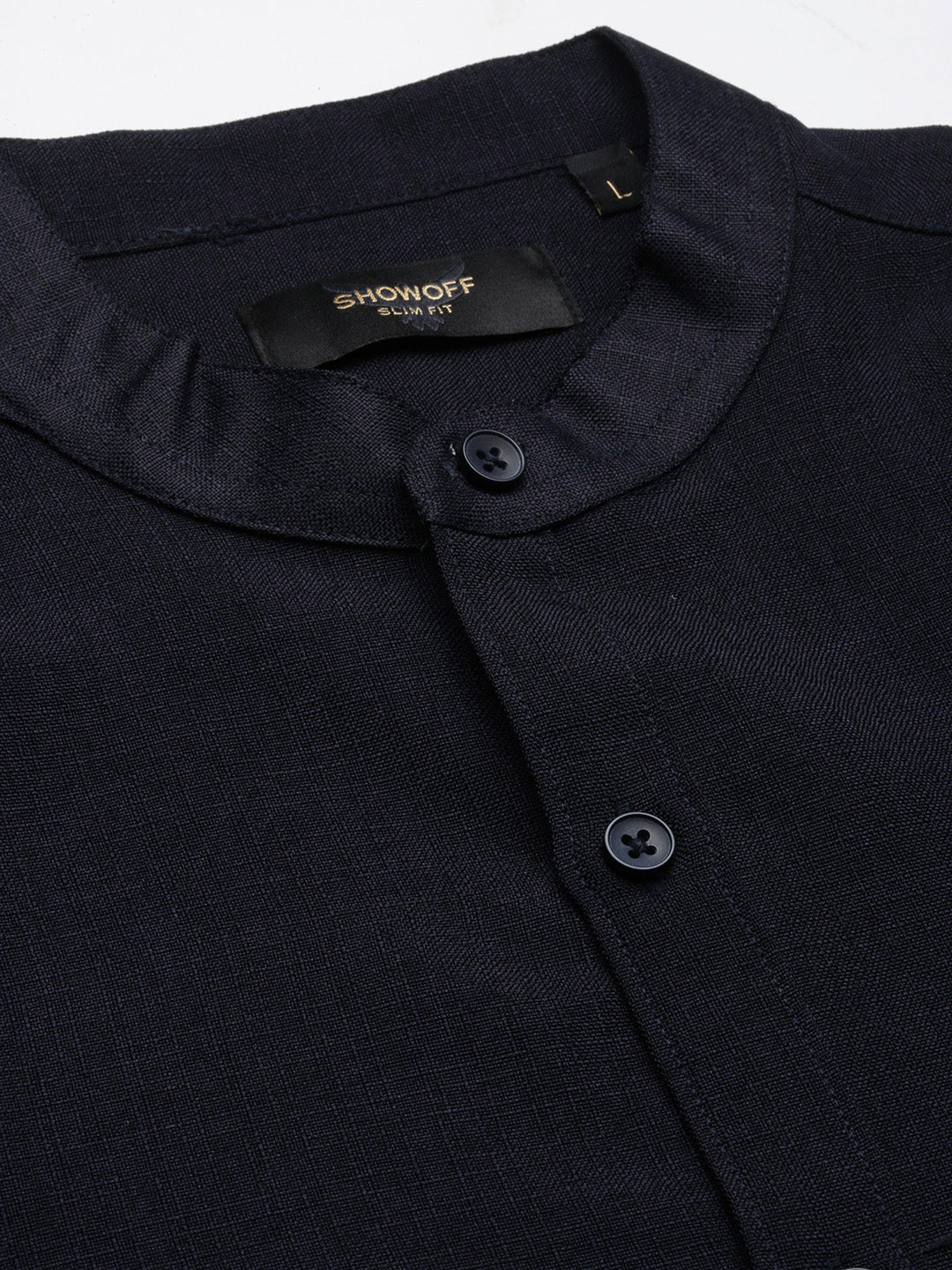 Men Navy Blue Solid Slim Fit Shirt