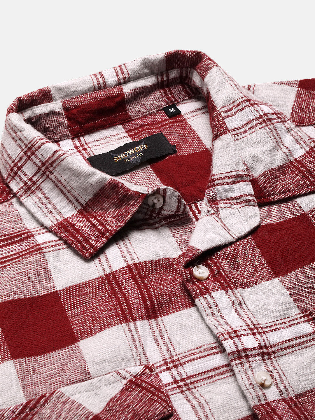 Men Red Checked Slim Fit Shirt