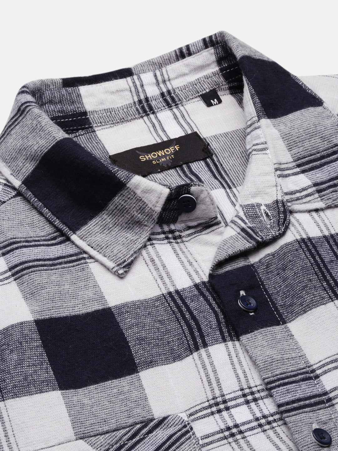 Men Grey Checked Slim Fit Shirt