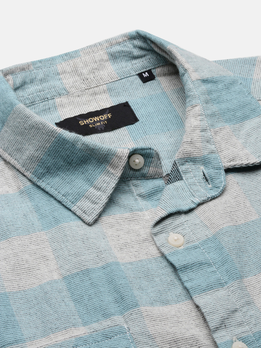 Men Blue Checked Slim Fit Shirt