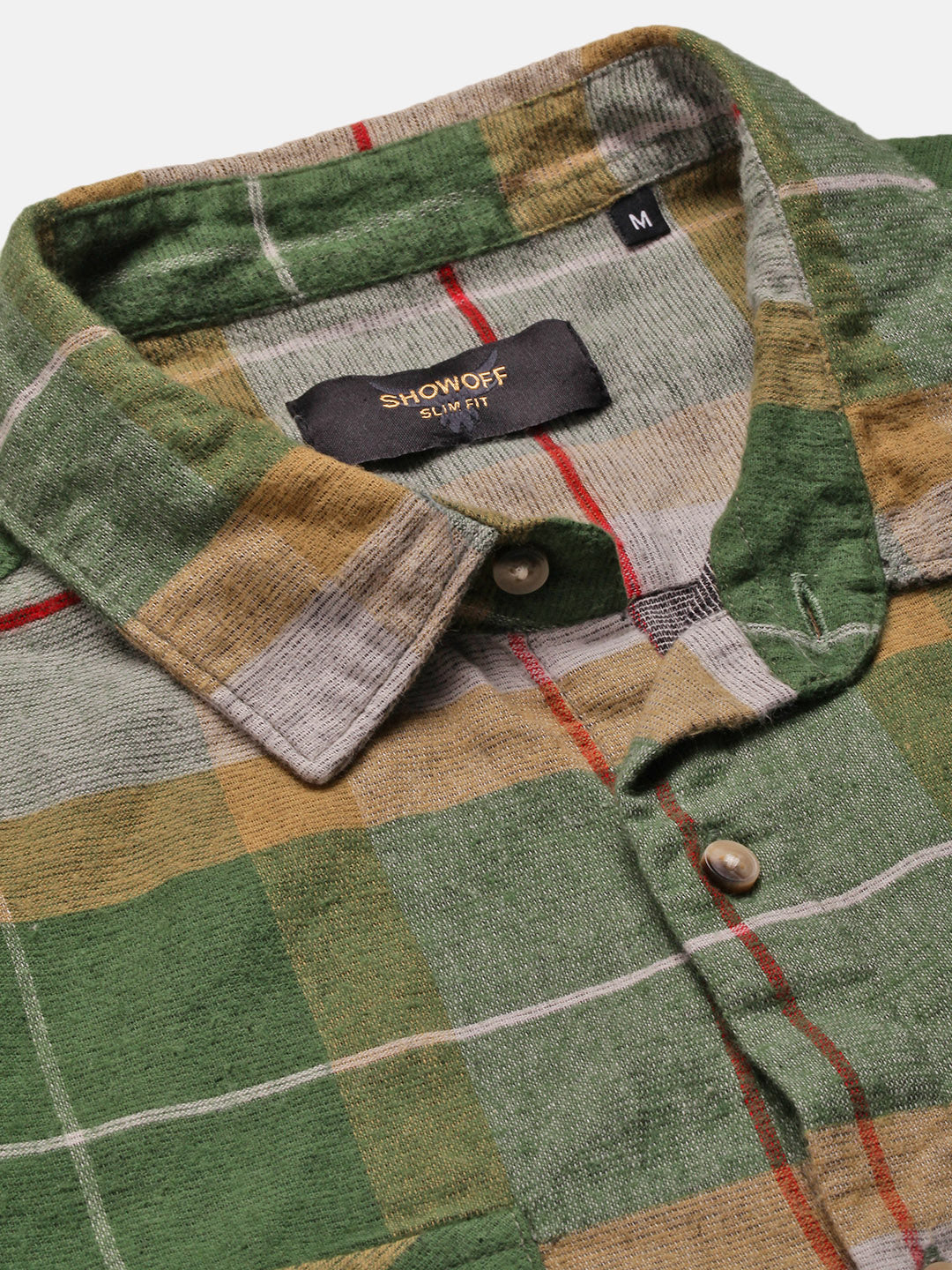 Men Green Checked Slim Fit Shirt