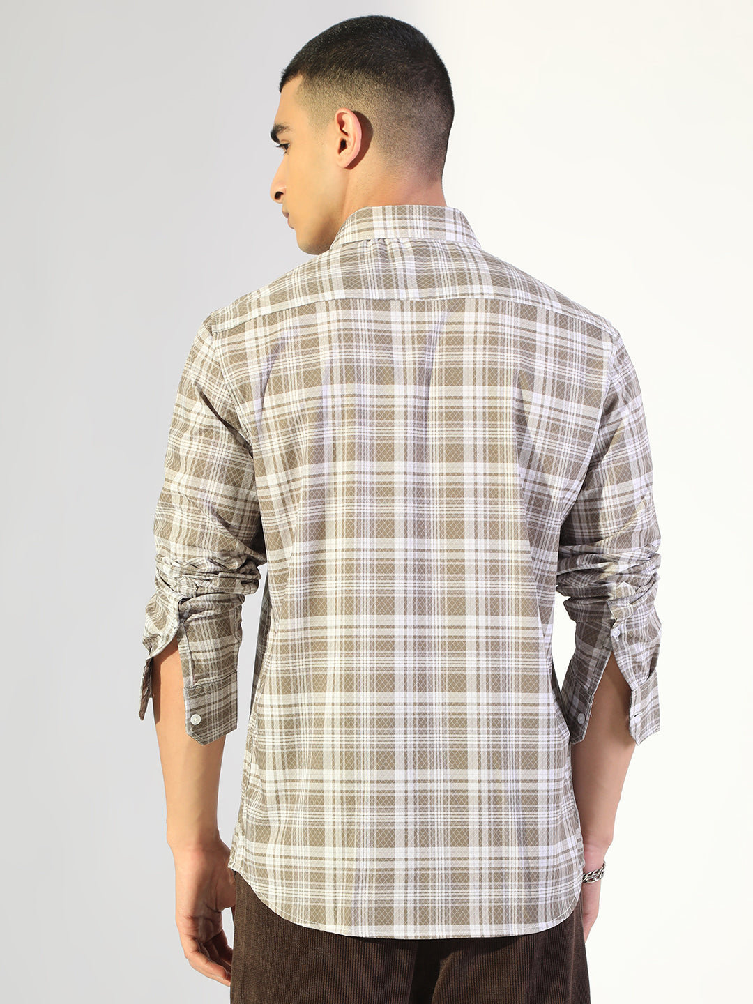 Men's Checked Green Regular Fit Casual Shirt